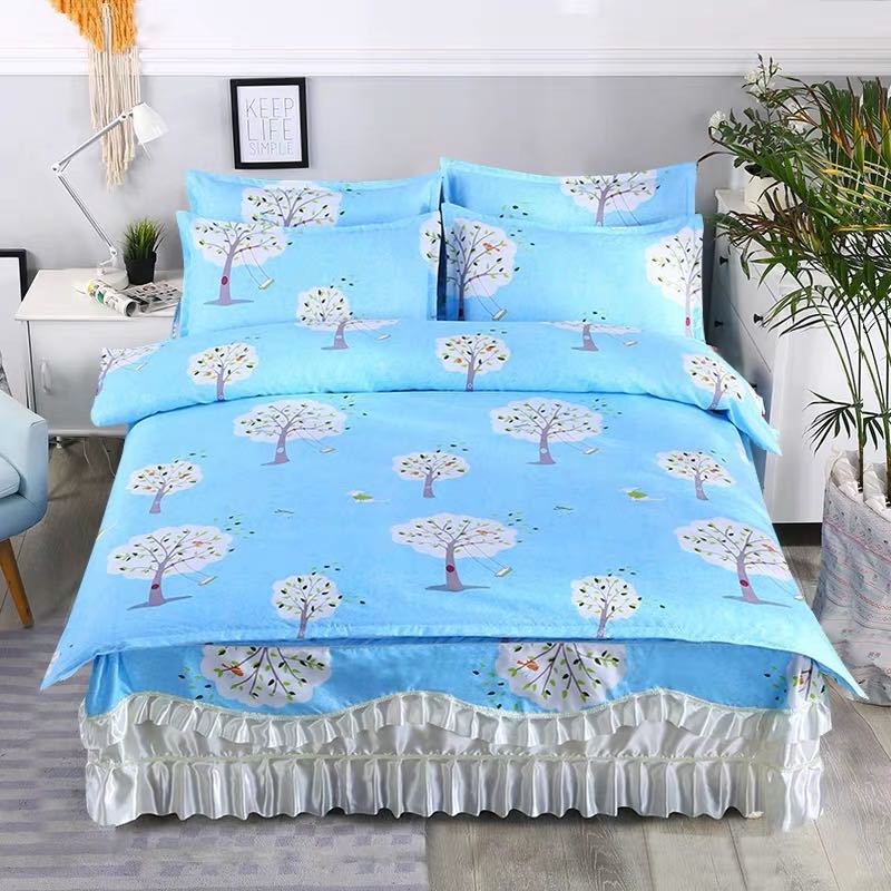 A028306ワイドダブル ベッド用品4点セット 寝具 ボックスシーツ　枕カバー掛け布団カバー ベッドパッド 別サイズあり．(3.0)