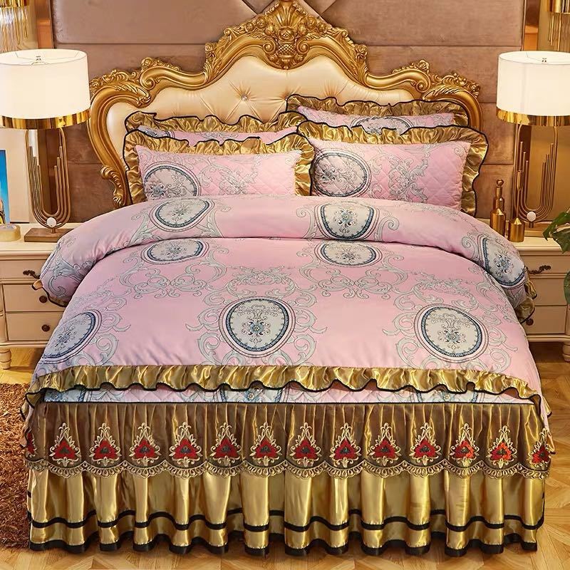 A028514高級ワイドダブル ベッド用品4点セット ．寝具 ボックスシーツ　枕カバー掛け布団カバー ベッド..