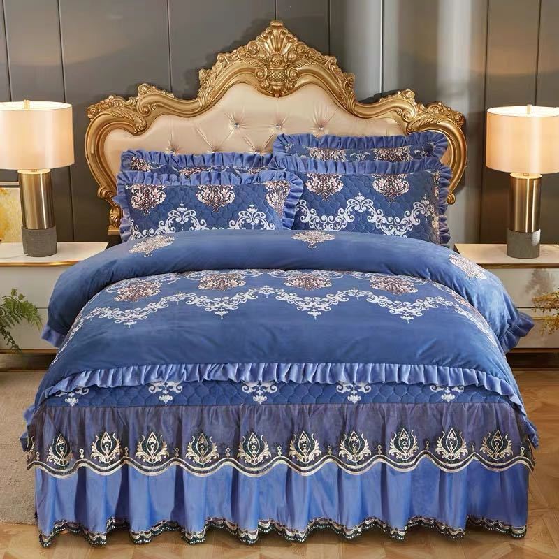 A028515高級ワイドダブル ベッド用品4点セット 寝具 ボックスシーツ　枕カバー掛け布団カバー ベッドカ..