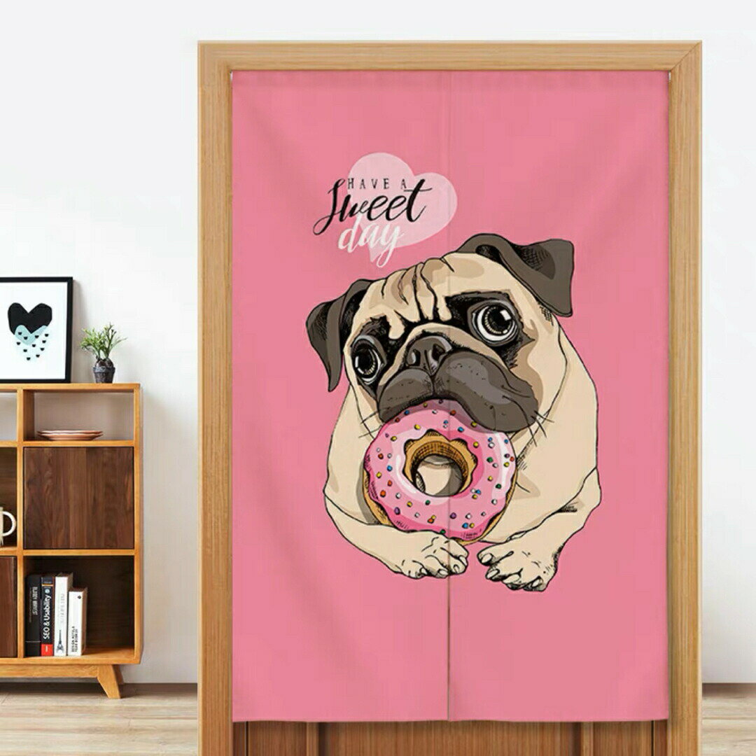 樂天商城 - パグ のれん ロング 暖簾PUG犬柄 イヌ 間仕切り 洋風 おしゃれ パグ雑貨