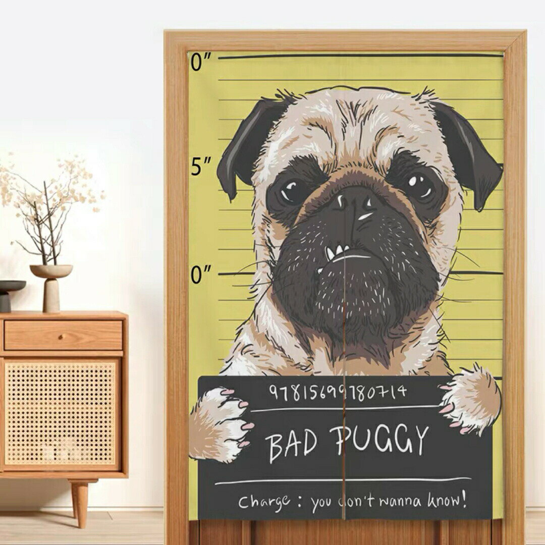 樂天商城 - パグ のれん ロング 暖簾PUG犬柄 イヌ 間仕切り 洋風 おしゃれ パグ雑貨