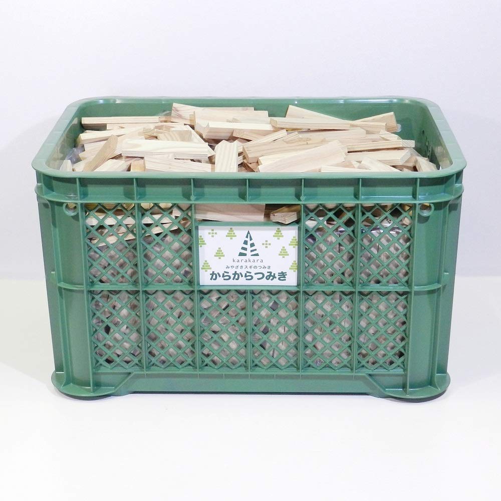 からからつみき108 (9×27×108mm) 800ピースコンテナ入 知育玩具 国産 無塗装 木のおもちゃ