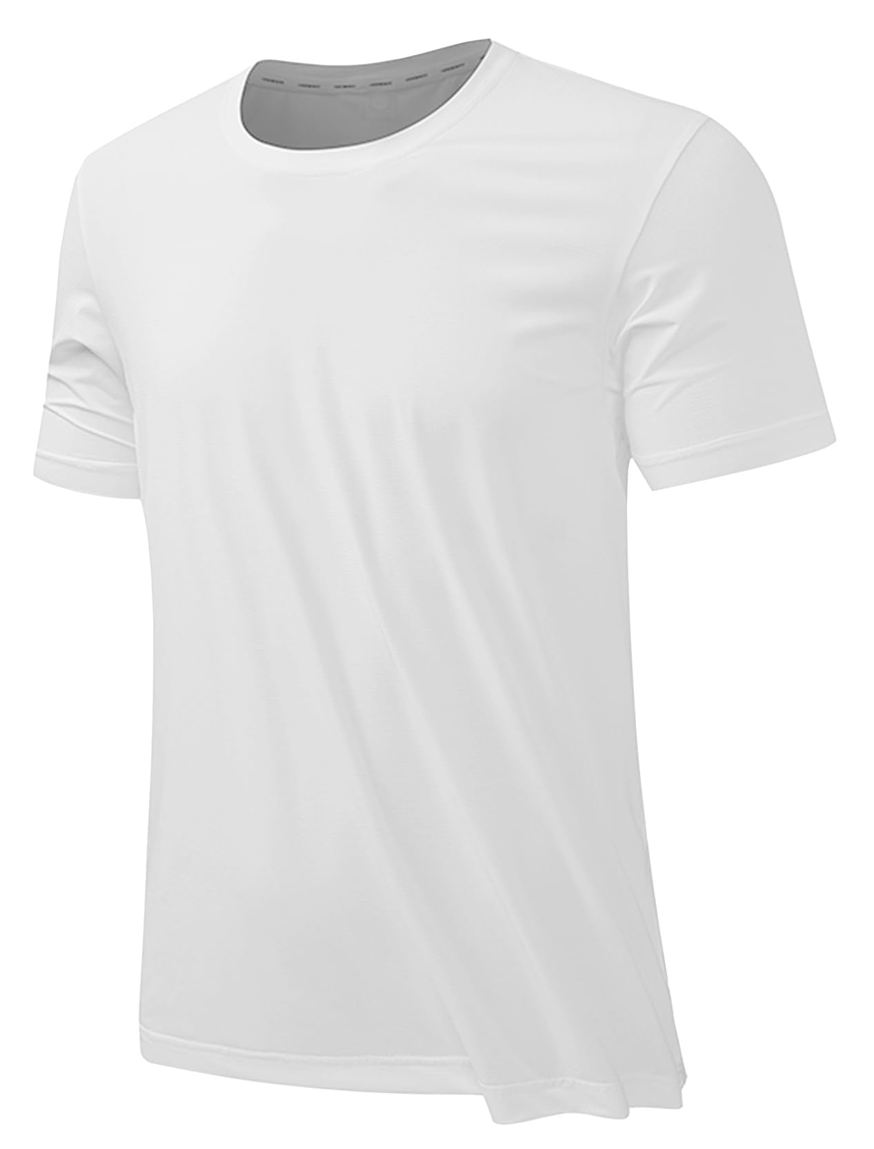 [Perturga] メンズ 半袖 シャツ スポーツ ストレッチ サイクリング テニス ウェア ランニング ストレッチ ジム ハイキング ゴルフ 速乾 ジョギング 丸首 ホワイト M