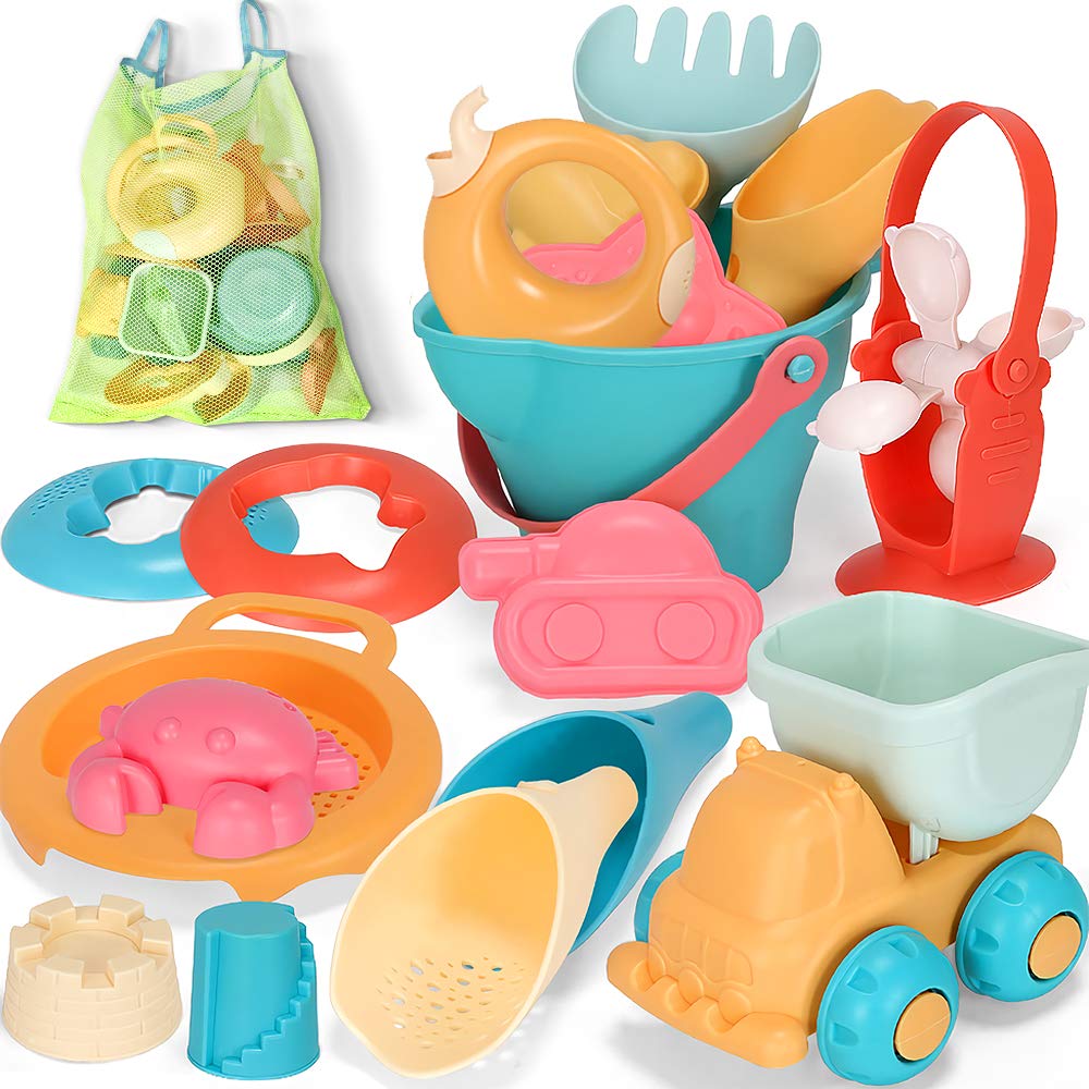 • 【超豪華な17pcs砂場遊びセット】 車、ふるい、スコップ、砂ふるい、バケツ、キッズ、ビーチ、砂型、じょうろと砂時計合計17pcs子供おもちゃです。使いやすいように工夫された丸みのあるデザインで、子供が水、砂、雪、粘土などで自由に遊び、...