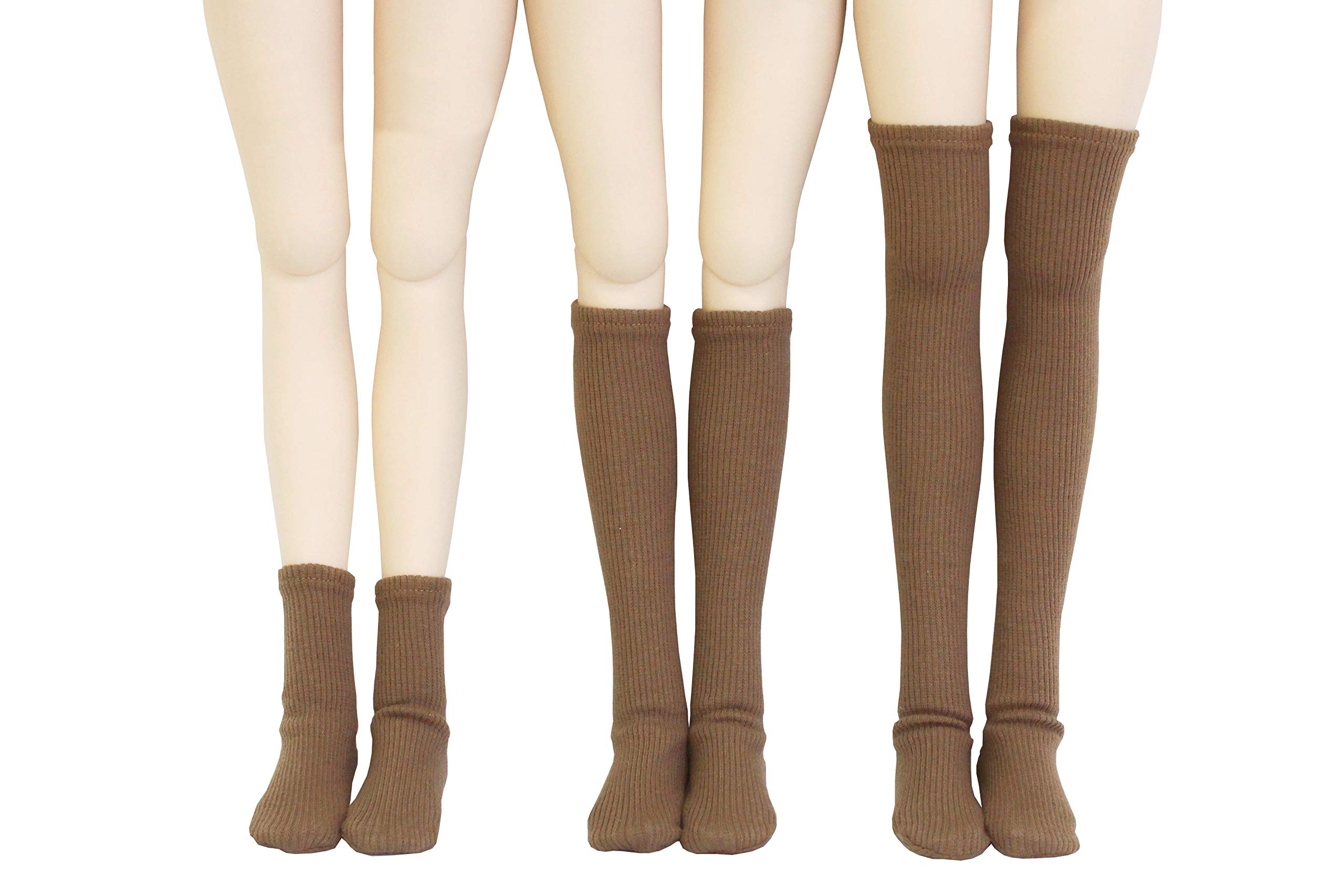 [Petite Marie] 1/3 DD SD対応 プレーンソックスベアテレコ3点セットソックス ハイソックス オーバーニー 左右指定ソックス ブラウン 靴下 60cm ドール BJD 人形服【プティットマリエ】[No.0092]