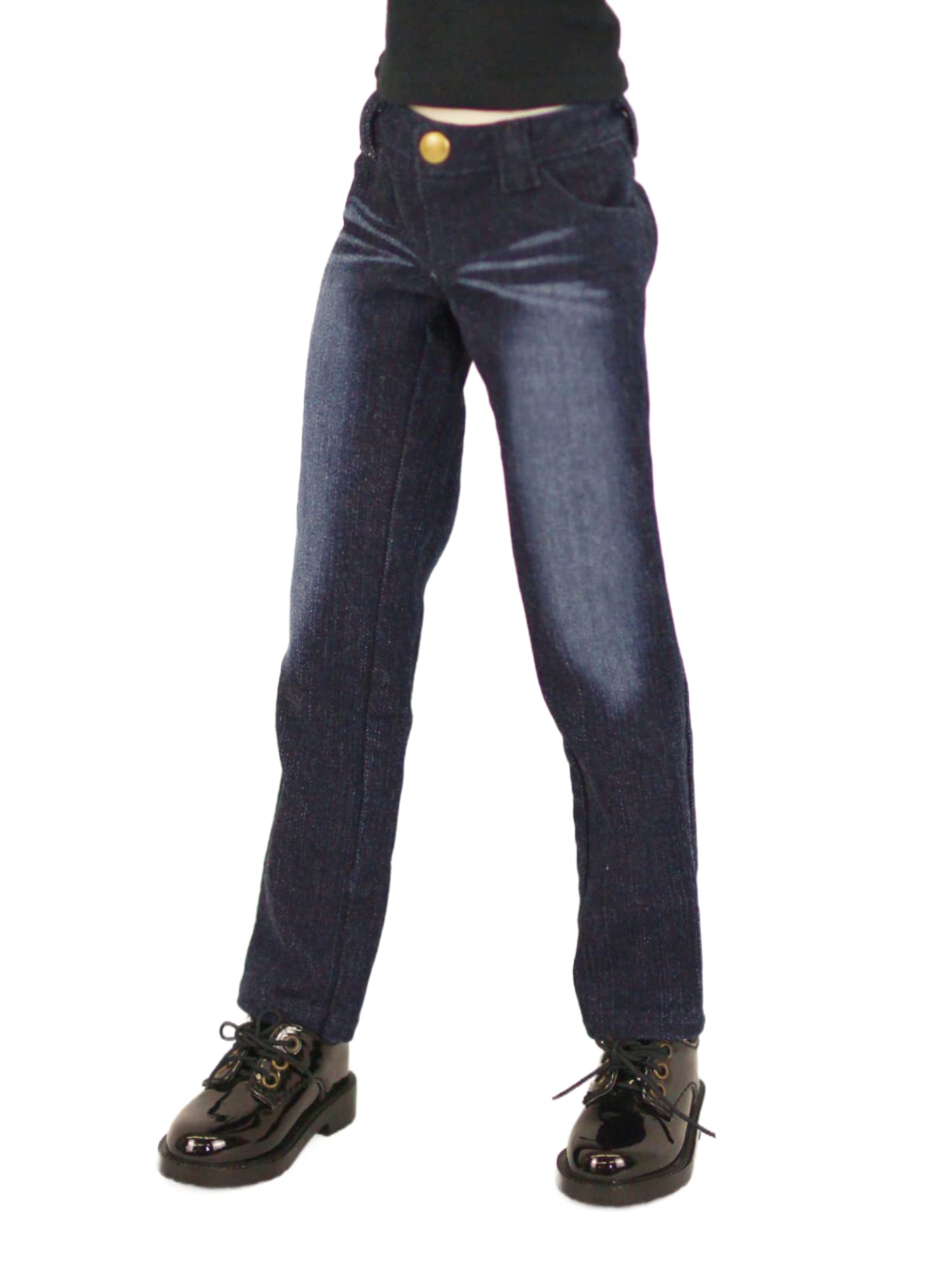 【Petite Marie】1/3 MDD対応 岡山加工 ボーイフレンドジーンズ インディゴブルー KOJIMA加工 ジーンズ加工 ローライズ ロールアップ ストレッチデニム ヴィンテージ加工 40cm ドール BJD 人形服【プ(3.0)