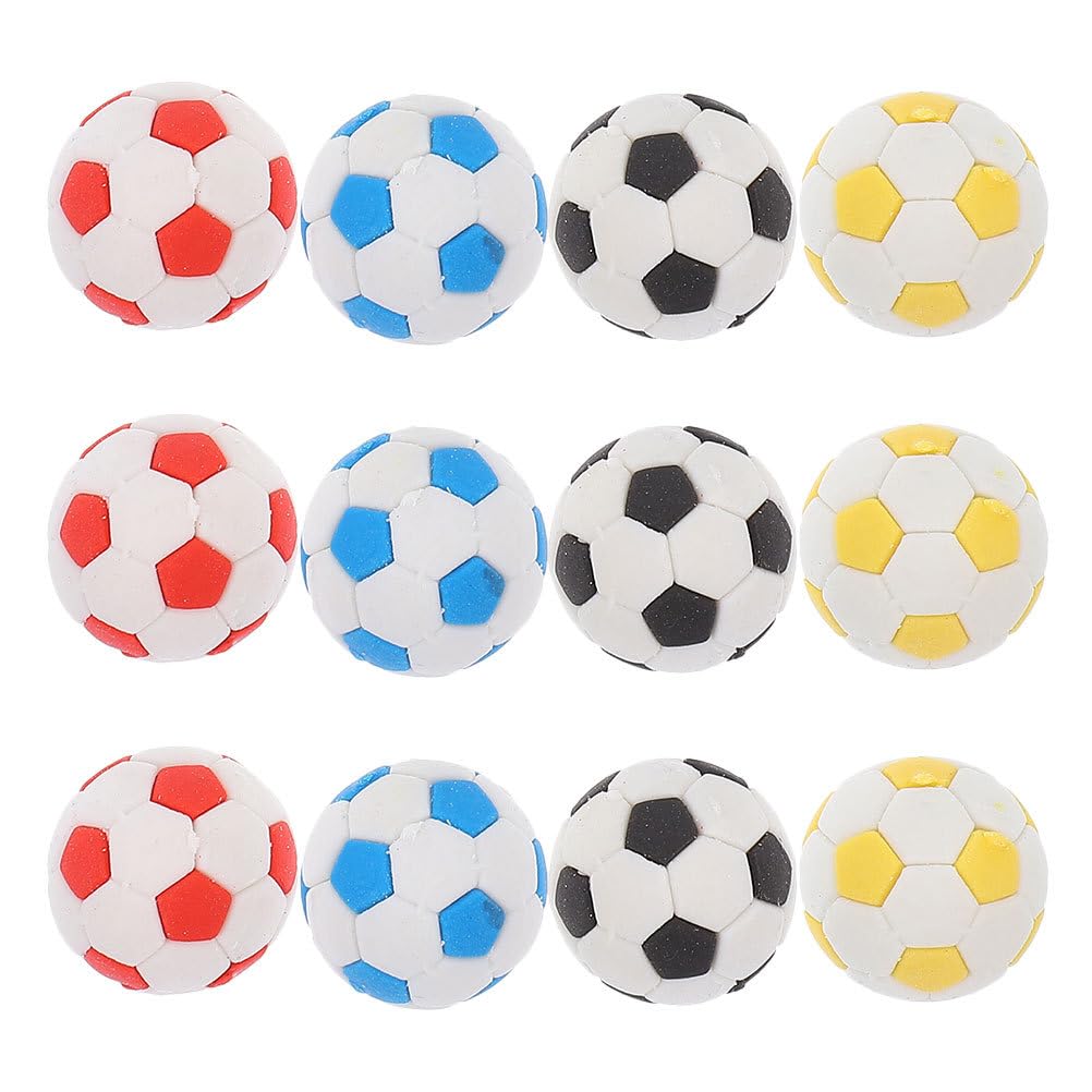 Alasum 消しゴム 小学生 可愛い サッカーボール型 12点セット 黒 赤 青 黄 鉛筆 練り消し 文房具 学習用 お絵 デッサン用