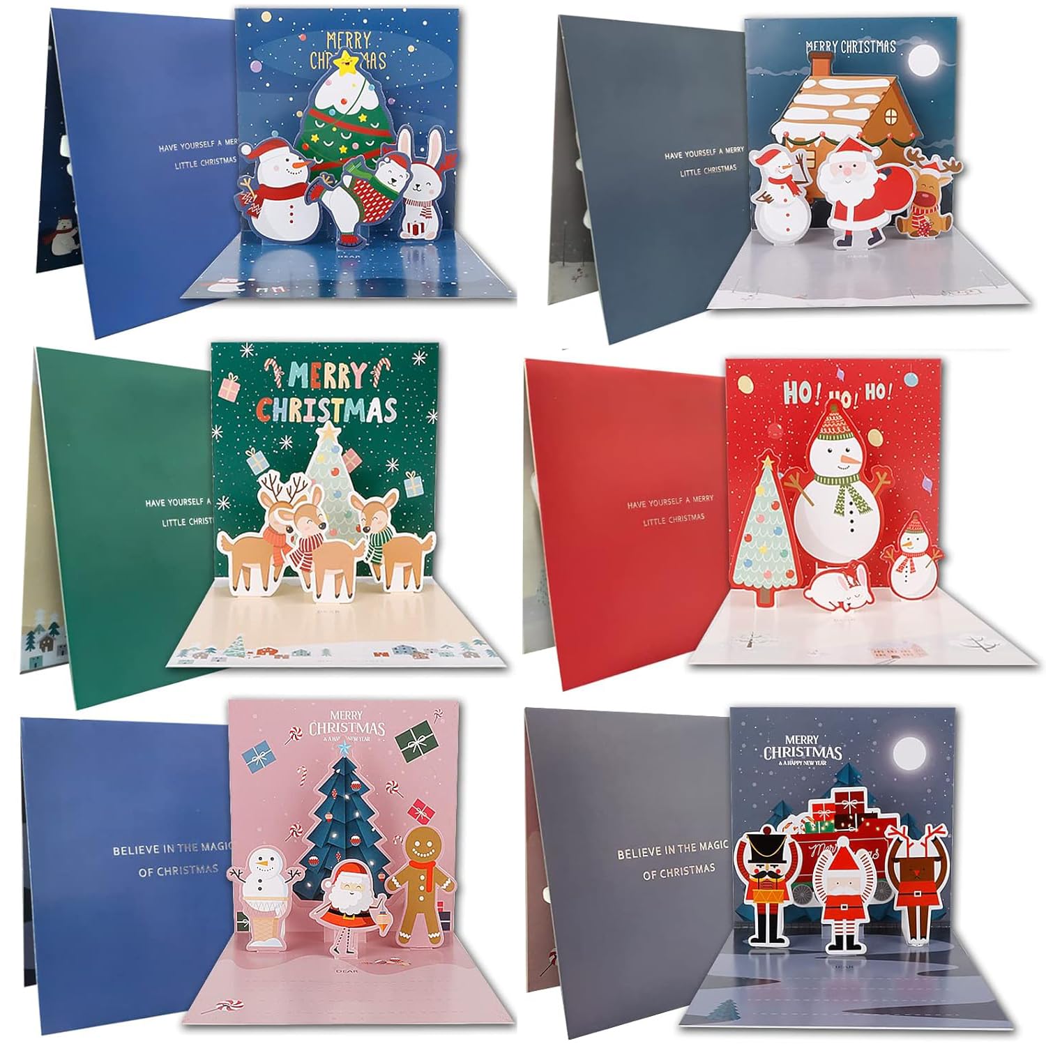 Fyvadio 3Dクリスマスカード 6枚パック ポップアップクリスマスカード メリークリスマスカード クリスマスグリーティングカード ハンドメイド ホリデークリスマスカード 封筒付き クリスマ