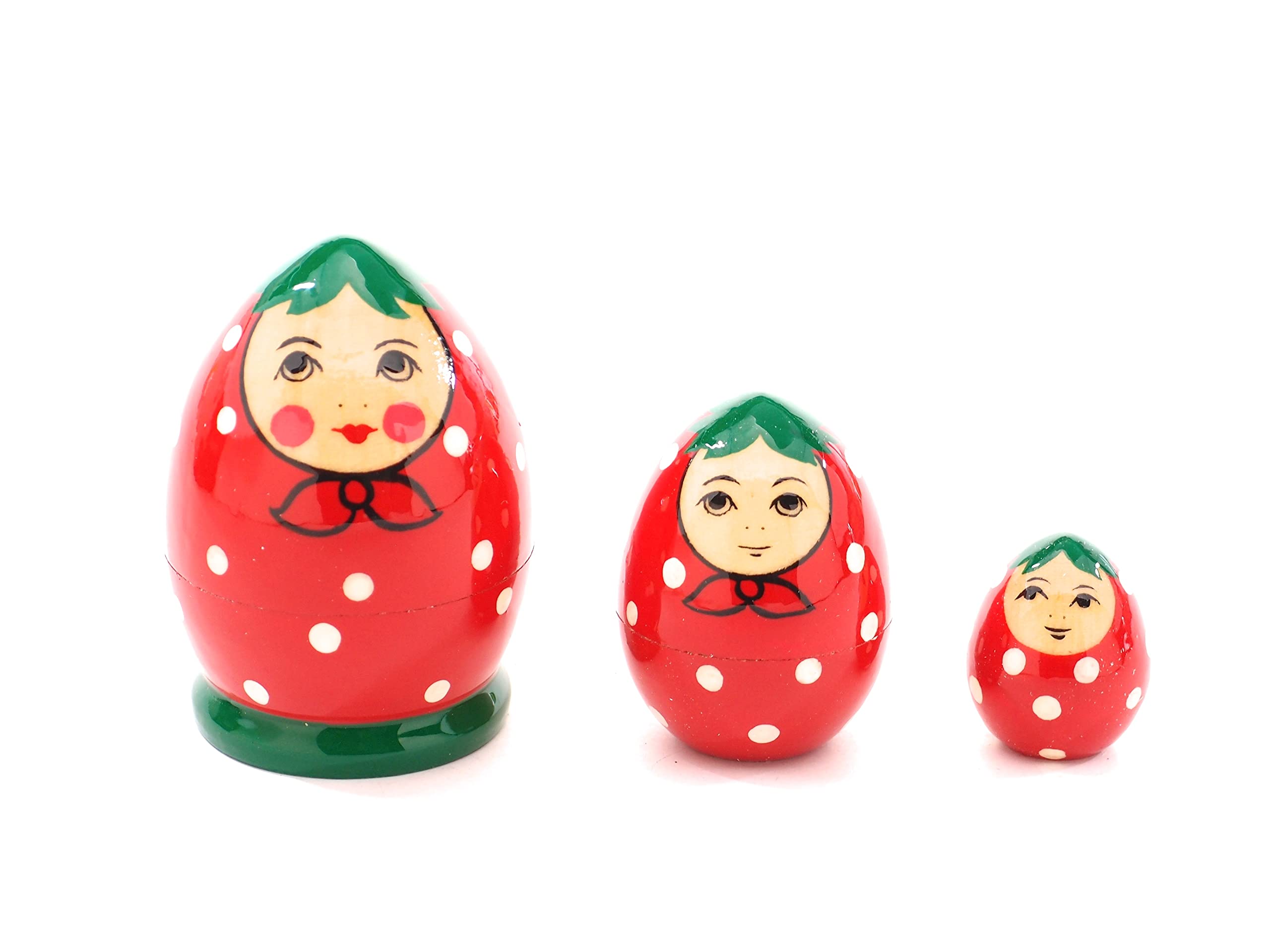 VOLGA (ヴォルガ) Strawberry 3 piece | いちご マトリョーシカ 3個組 [ロシア製]