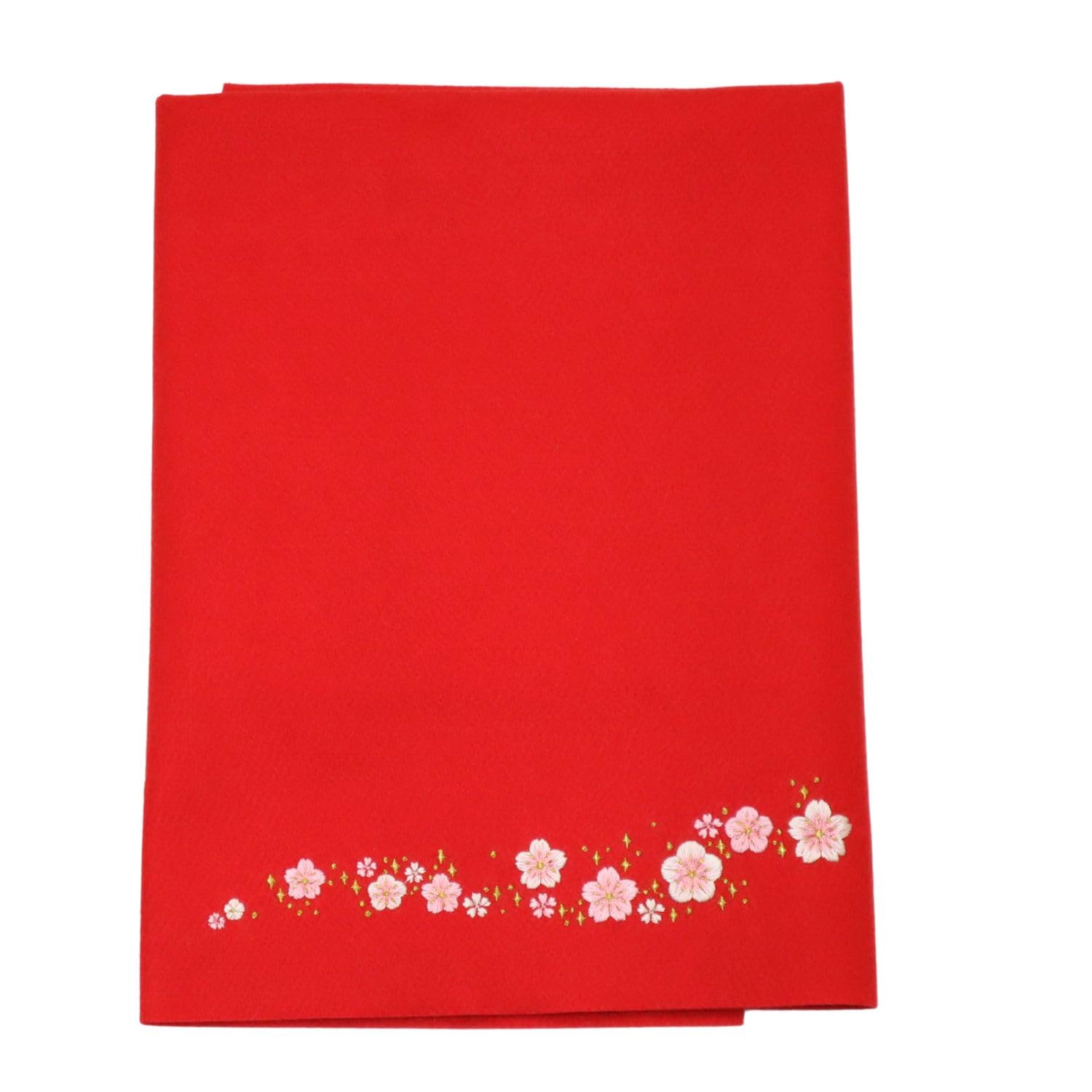 雛人形 毛氈 もうせん 三月床飾り用敷物 桜刺繍 レッド 75×60cm フェルト毛氈 フェルトマット