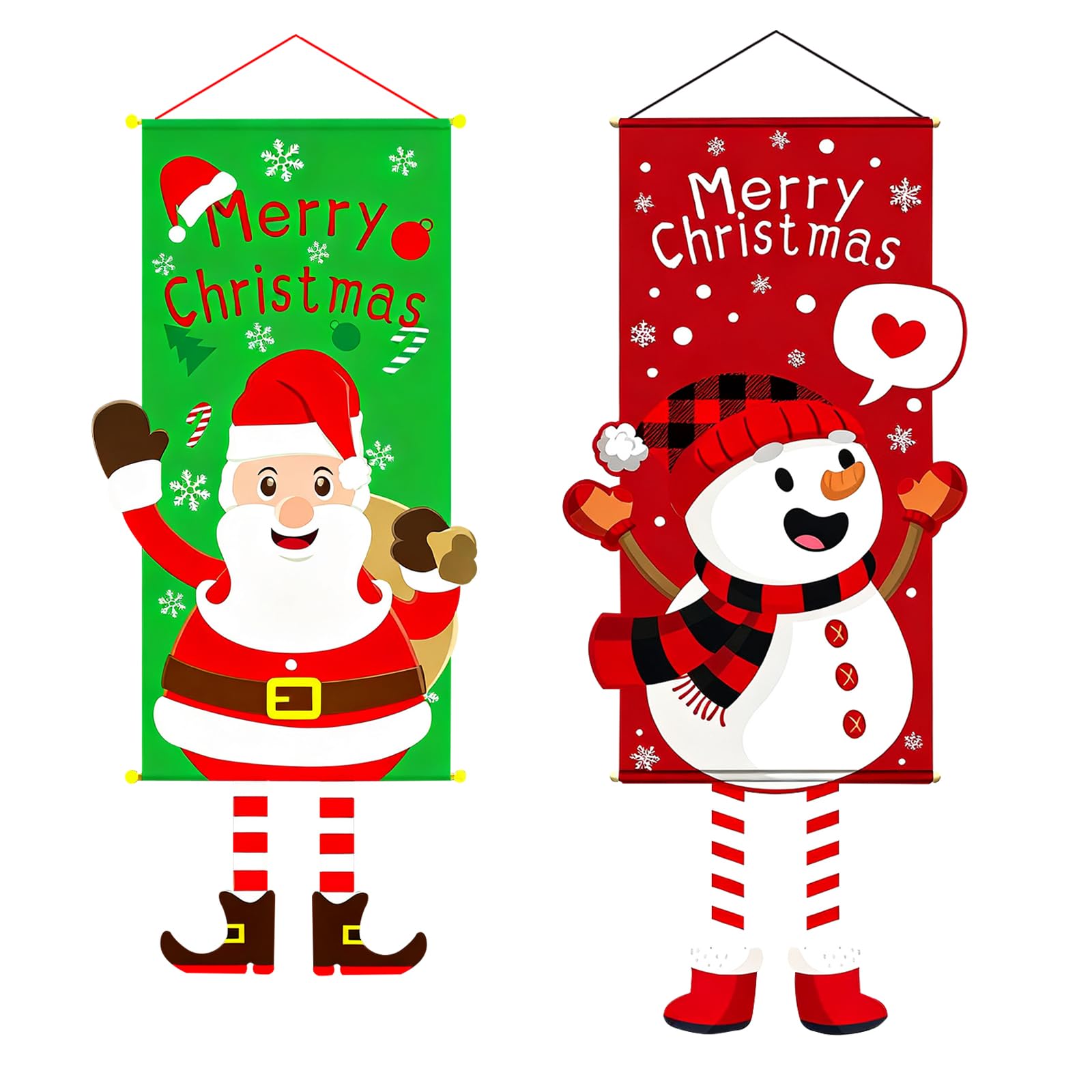 HICOHAND メリークリスマス ホリデーフラッグ, 2PCS メリークリスマス サンタクロース & ウィンタースノーマン 屋外フラッグ フェスティバル 吊り下げ装飾 屋外ガーデン用, 室内装飾