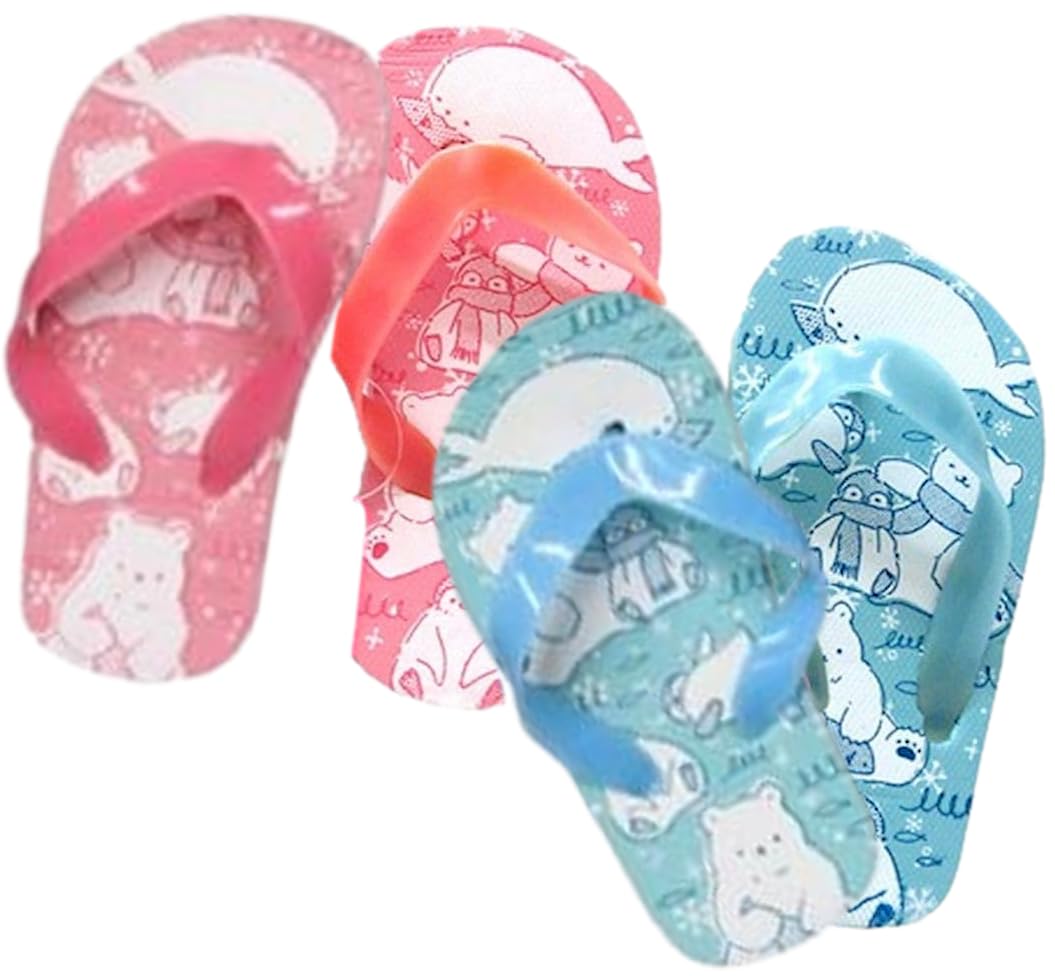 [Shiroite] 【夏のイベントで大活躍！ 子供用サンダル】 ビーチサンダル 3Sサイズ アニマル ビーチで プールで 庭先 ベランダ 日常使いに 浴衣や甚兵衛に 海の動物イラスト 2柄アソート 16cm 【2