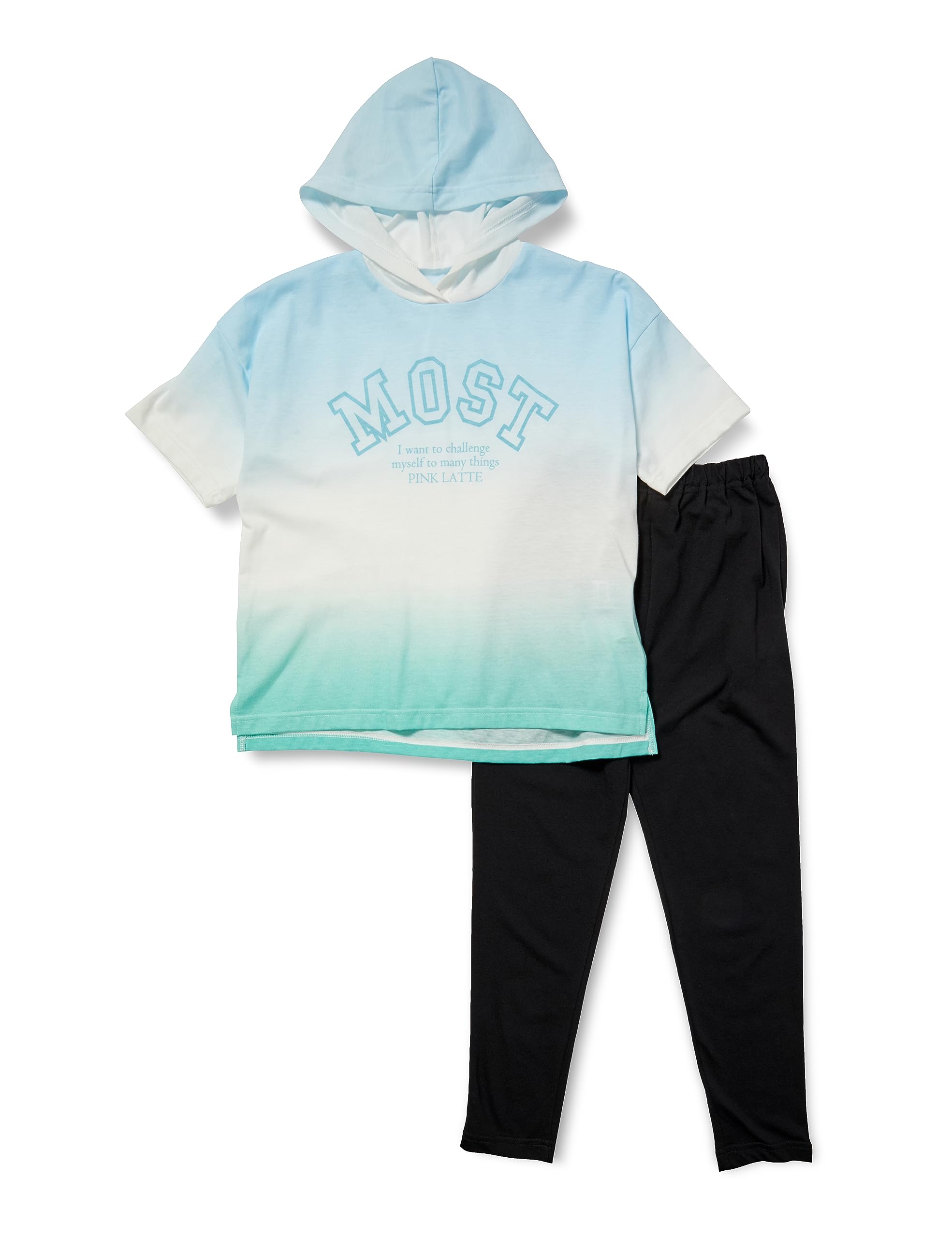 [ピンクラテ] パジャマセット 女児 T天竺 半袖 Tスーツ 15138430280140 サックス