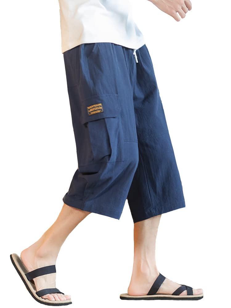 ハーフパンツ メンズ 半ズボン カーゴパンツ ショートパンツ クロップドパンツ 大きい サイズ ゆったり メンズ 7分丈 ミリタリー カジュアル 無地 コットン ズボン 夏服 フード付き 快適 か
