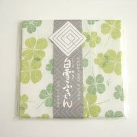 白雪 友禅 ふきん 日本製 塩素系漂白剤可 しなやかな触感 クローバー/若葉 F