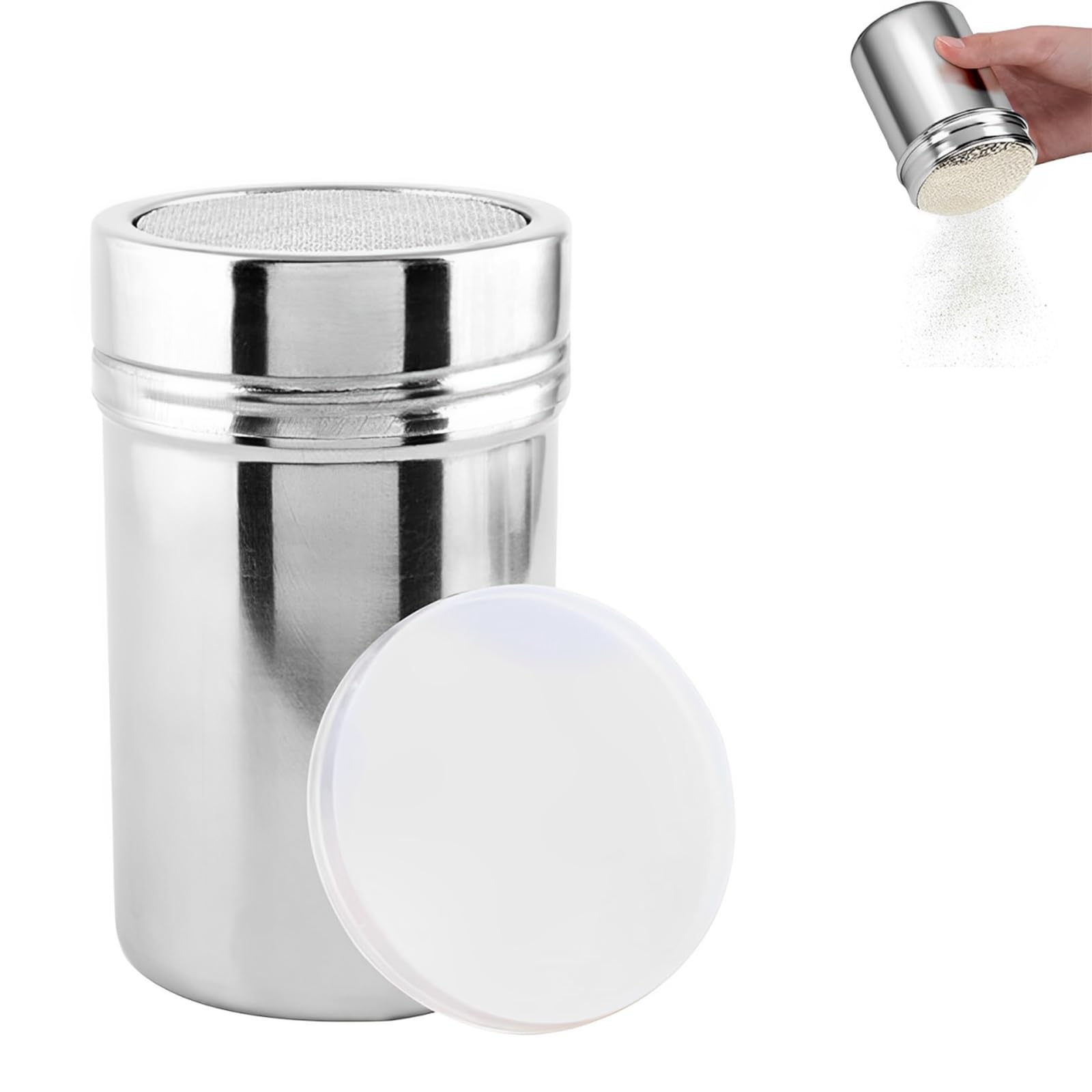 YIBOOOM 粉ふりボトル 粉ふり缶 ステンレス製 パウダー缶 調味料 調味缶 1個 取り外し可能な蓋 防錆 耐..