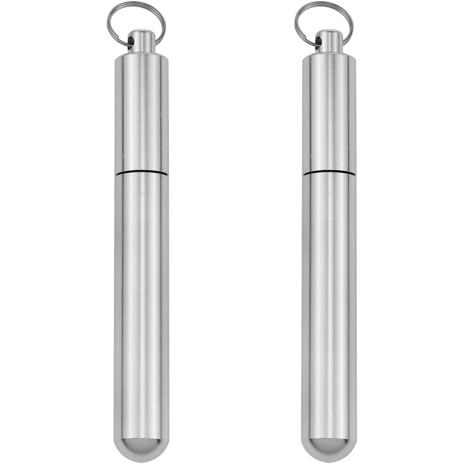 BLOOPIC 爪楊枝ケース 爪楊枝入れ つまようじケース 携帯用 2本セット 綿棒ケース 防水ボックス 耐湿防圧 小物収納 アルミ合金製 (シルバー)