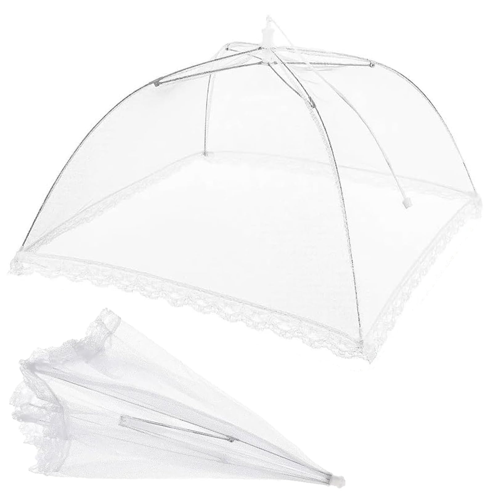 JUJUGO 食卓カバー 卓上フードカバー フードカバー 折り畳み式 洗える 通気性 埃よけ 虫除け 食卓テーブルカバー ホワイト 32cm×32cm