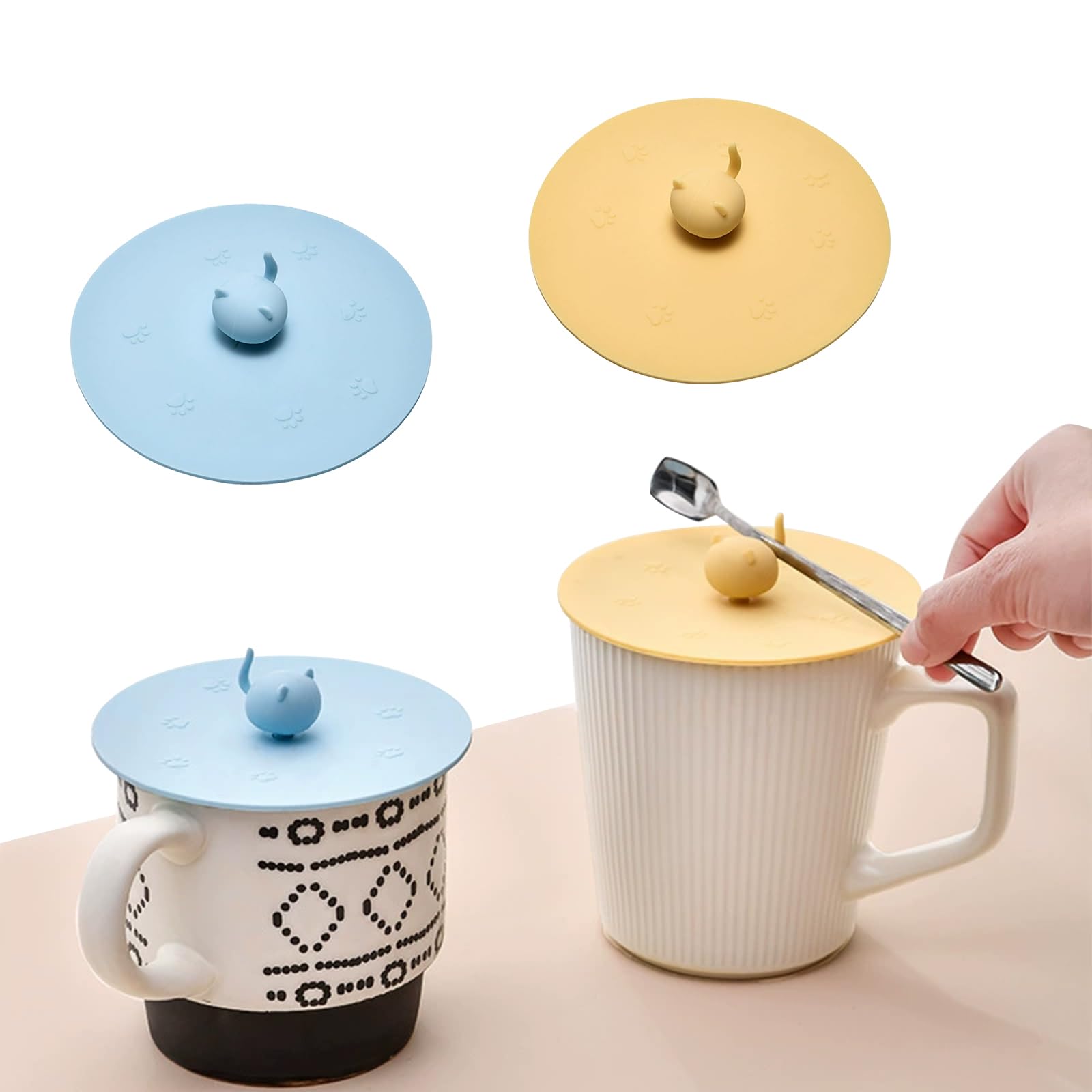 ZeniMart カップカバー マグカップ 蓋 シリコン蓋 かわいい 猫 肉球 コップ 蓋 マグカップ カップカバー シリコン製 耐熱 コップ蓋 漏れ防止 シール 防塵 シリコンカバー 密閉蓋 保温 食洗機対