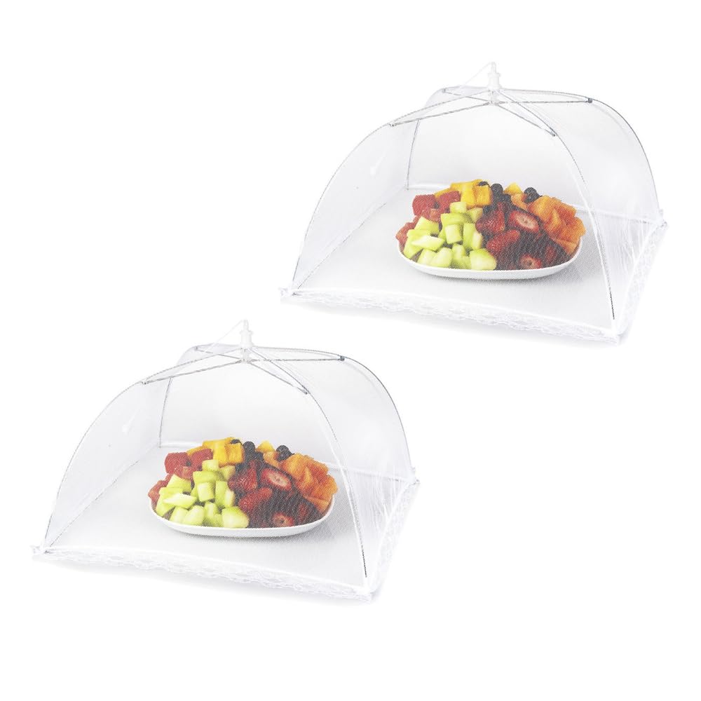 LIKENNY 食卓カバー フードカバー 2個セット 32×32cm 折り畳み式 洗える 通気性 細密メッシュ 虫除け 猫よけ 吊り下げ収納可 食卓用カバー キッチン用品 バーベキュー 家庭用