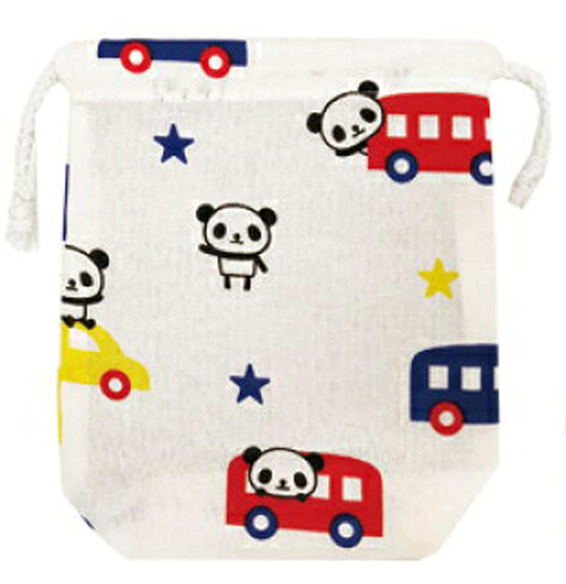 ミニ巾着 保育園 幼稚園 コップ入れ 歯ブラシ入れ ハンカチ入れ かわいい キャラクター パンダ 白 パンダと車 GE0942 6A