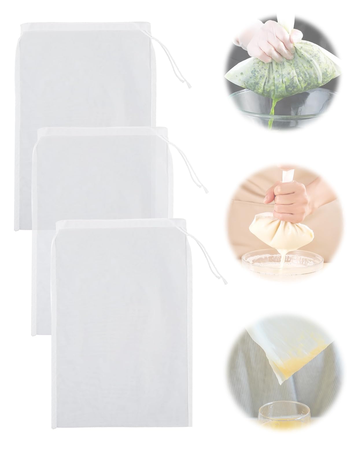 LYHMHAMY 濾過ネット 3本セット (20cm*30cm) こし袋 だしこし袋 固液分離 再利用可能 洗いやすい 豆乳..