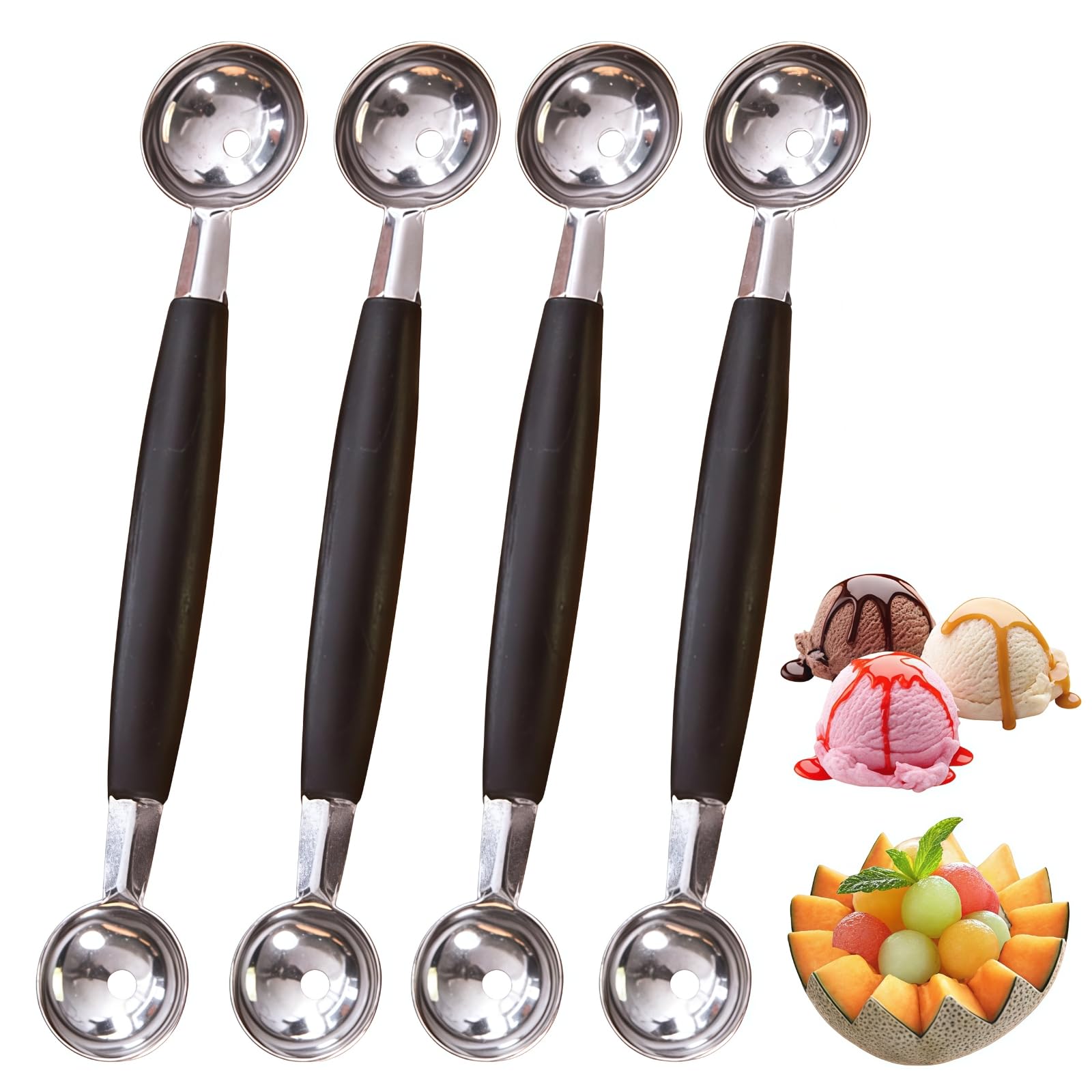RuiChy フルーツスクープ 4個セット アイスクリームディッシャー メロンボーラースクープ ステンレス製..