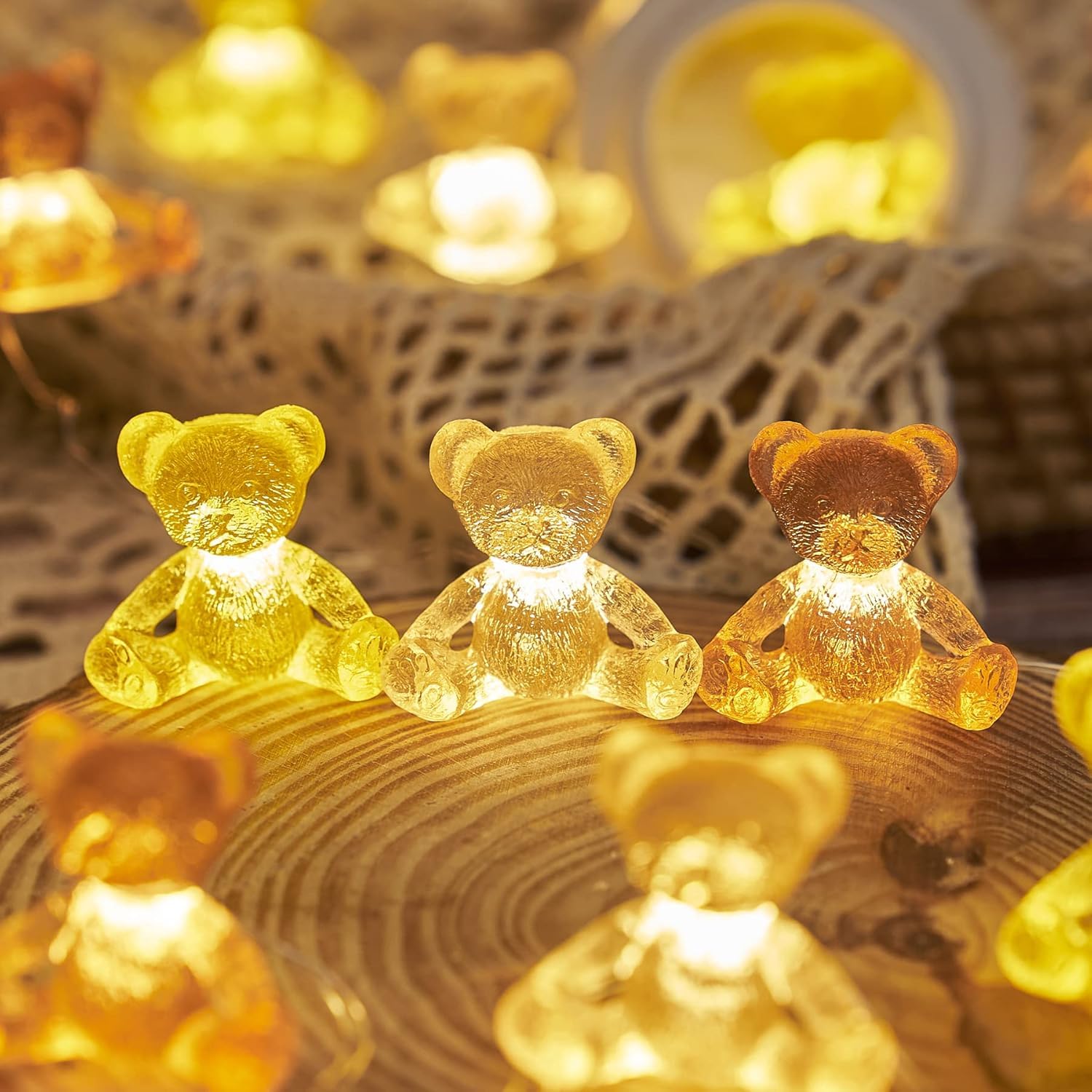 テディベア デコレーションライト かわいいベア フェアリーライト - 2.6メートル 20 LED USBまたは電池式 -ガーランド ナイトライト 寝室 ギフト ツリーオーナメント デコレーション