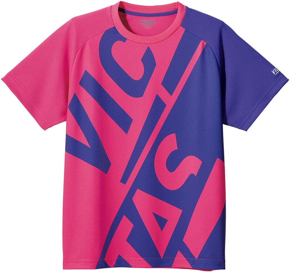 ヴィクタス(VICTAS) 男女兼用 卓球シャツ ブロック ロゴ ティー(BLOCK LOGO TEE) ピンク/バイオレット 3XL 632102