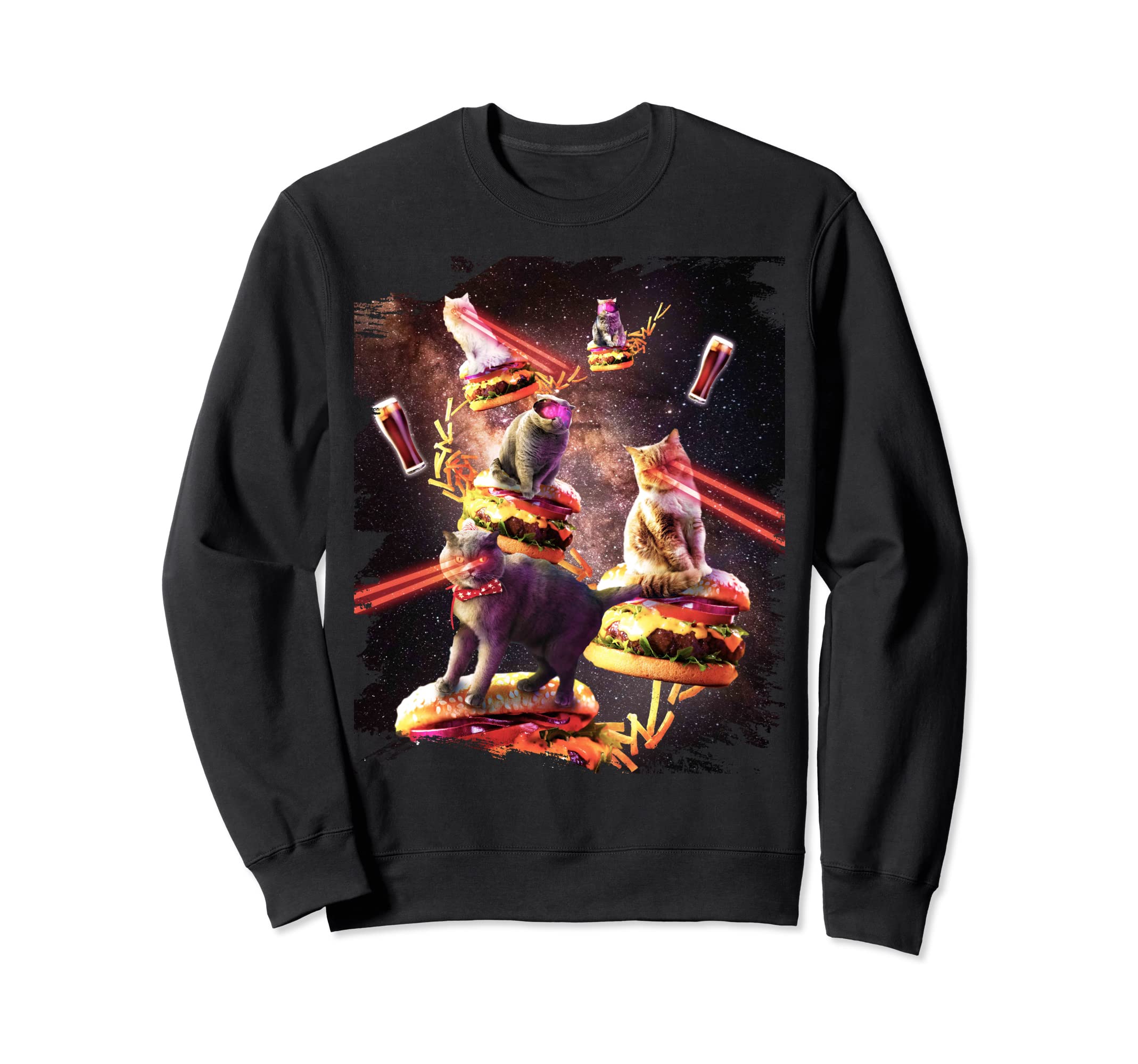 ギャラクシーレーザーキャットオンバーガー-スペースチーズバーガーキャッツ トレーナー(4.0)