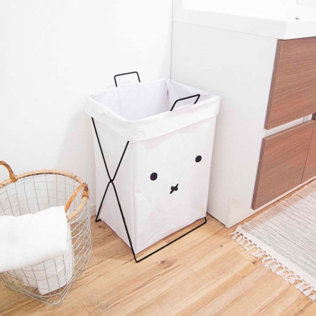 オカトー(Okato) miffy 折りたたみ ランドリーバスケット 横型 49L 顔だけミッフィー 幅36×奥行34×高さ57cm