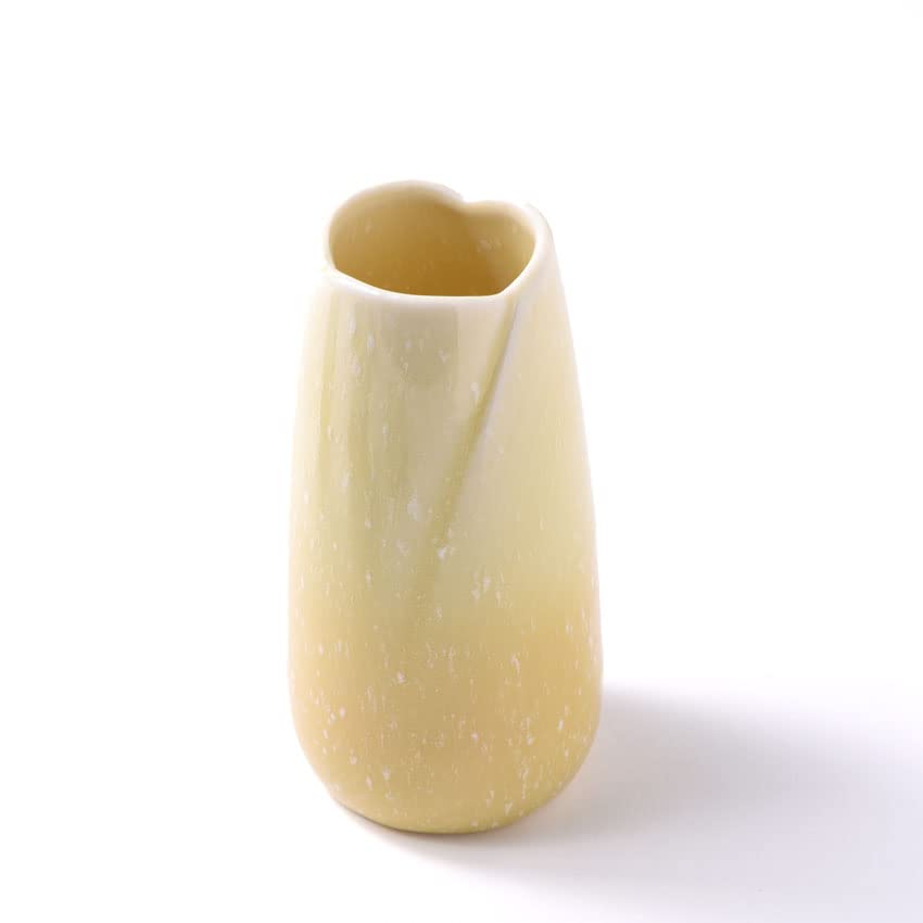 [仏具 単品販売] やわらぎ 花立 [ 花瓶 ] ゆず色 (薄めの黄色) 陶器製 国産 モダン仏具 /セット_5具足_仏具用品_メモリアル_精霊棚_盆棚