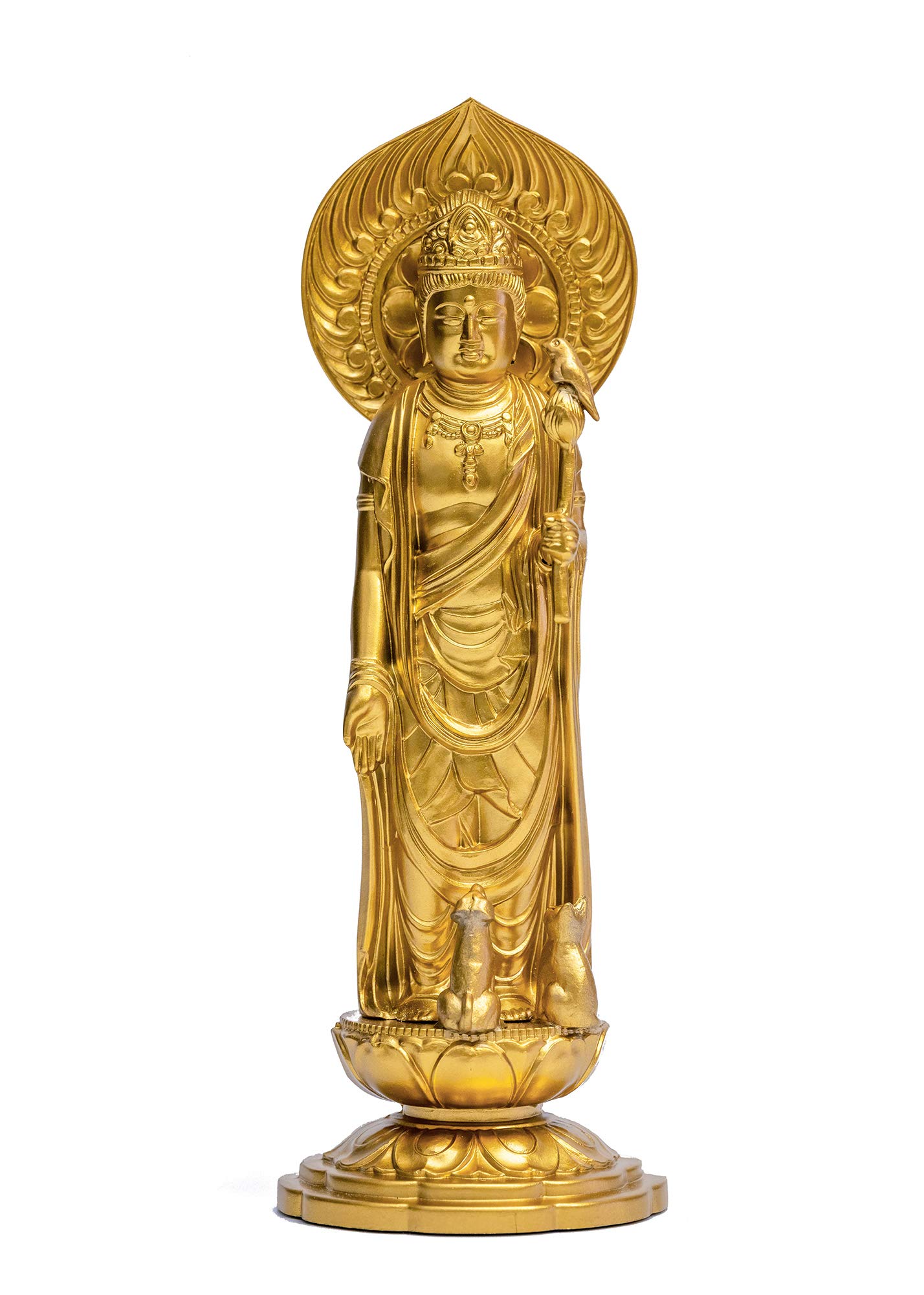 仏像 ペット観音菩薩 16cm（金色） ＿『動物守護・ペット供養』 高岡銅器(Pかんのん/M)