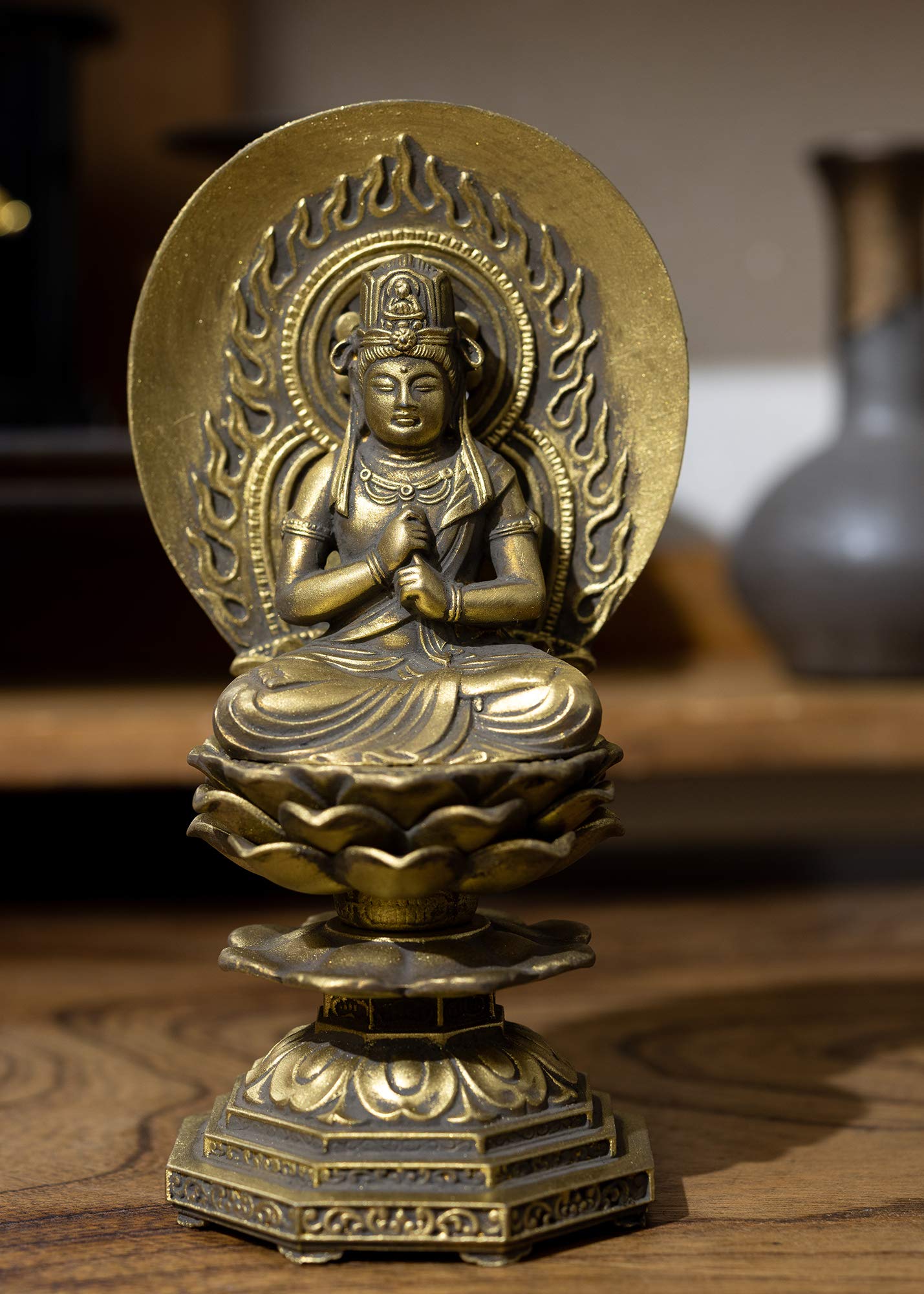 仏像 大日如来 15.5cm(古美金仕上げ) 仏師:牧田秀雲 原型_(未・申年生まれ)十二支守り本尊 高岡銅器(だいにちにょらい) [2]