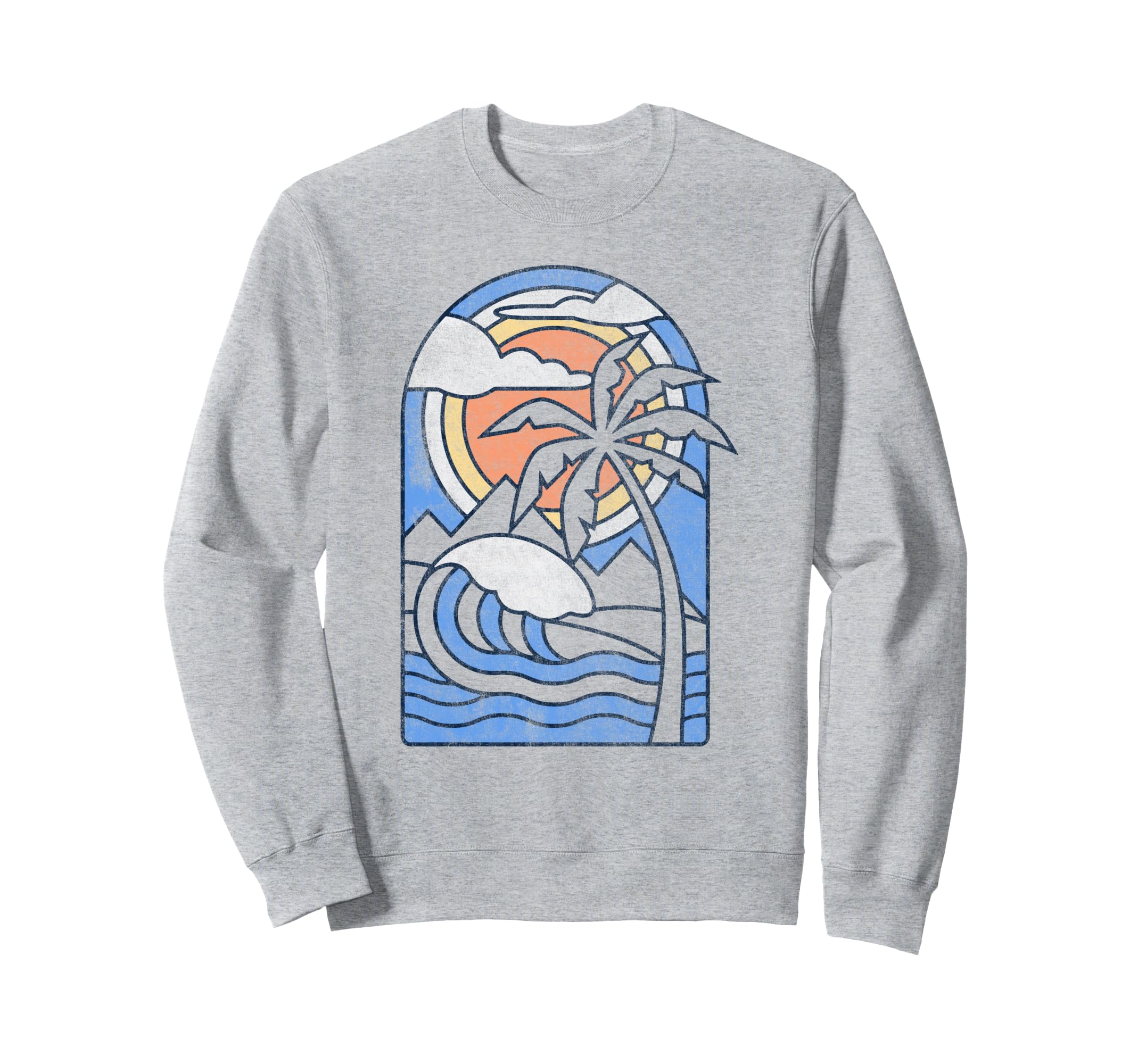Palm Tree Beach Lanscape Mosaic Art トレーナー