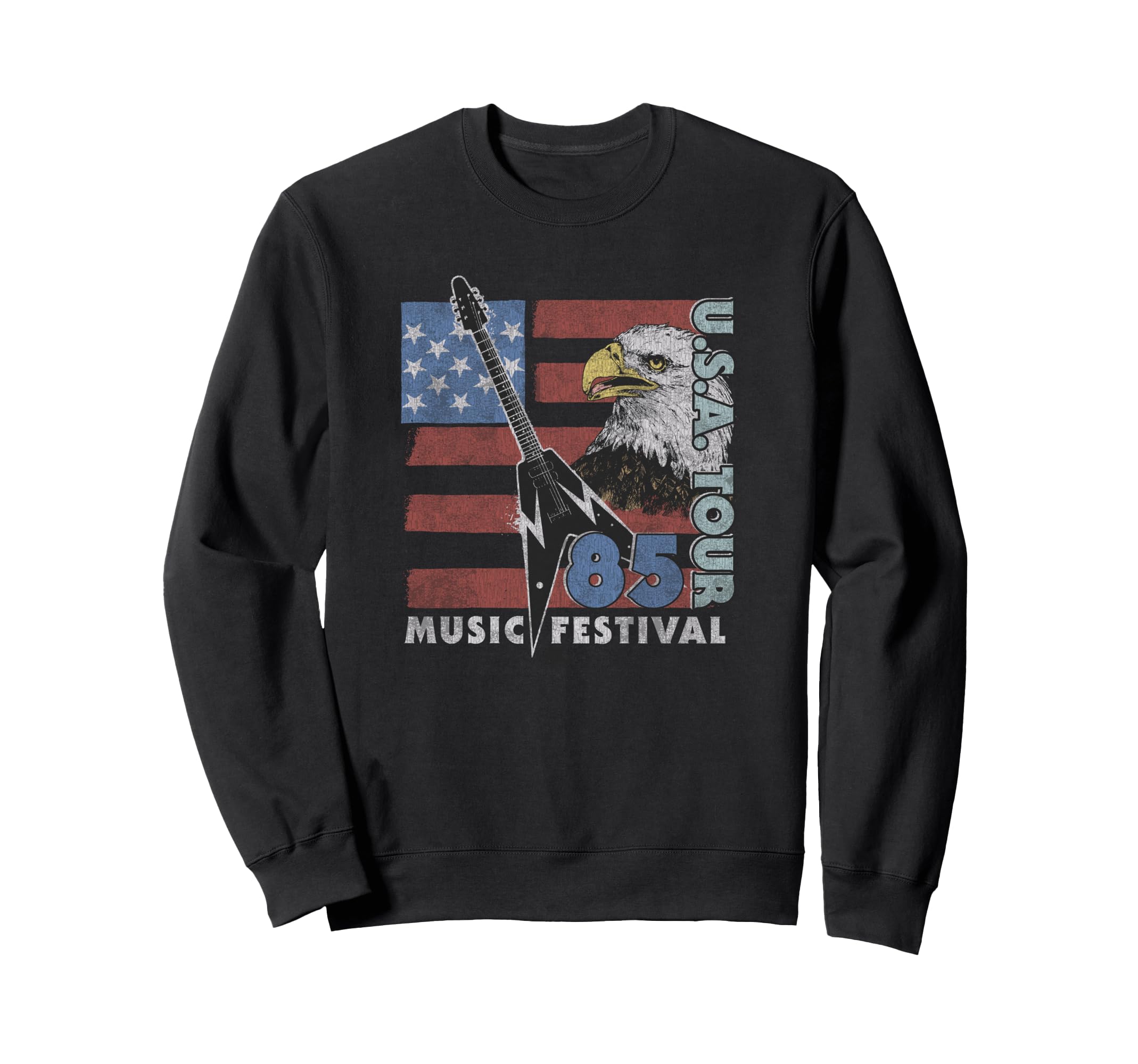 85 USA Tour Music Festival Eagle With Electric Guitar Flag トレーナー