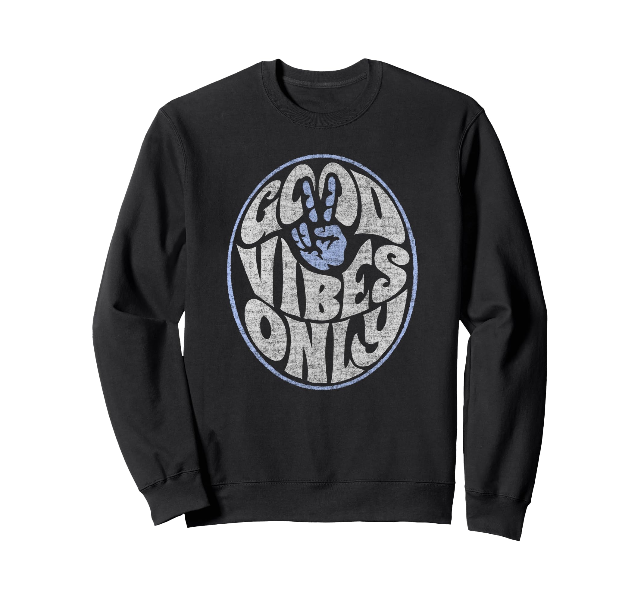 Good Vibes Only Hand Peace Sign Oval Logo V2 トレーナー