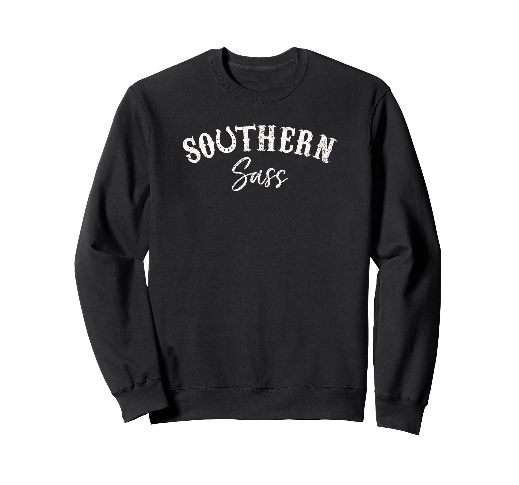 Southern Sass Horseshoe Detail Old West Font トレーナー