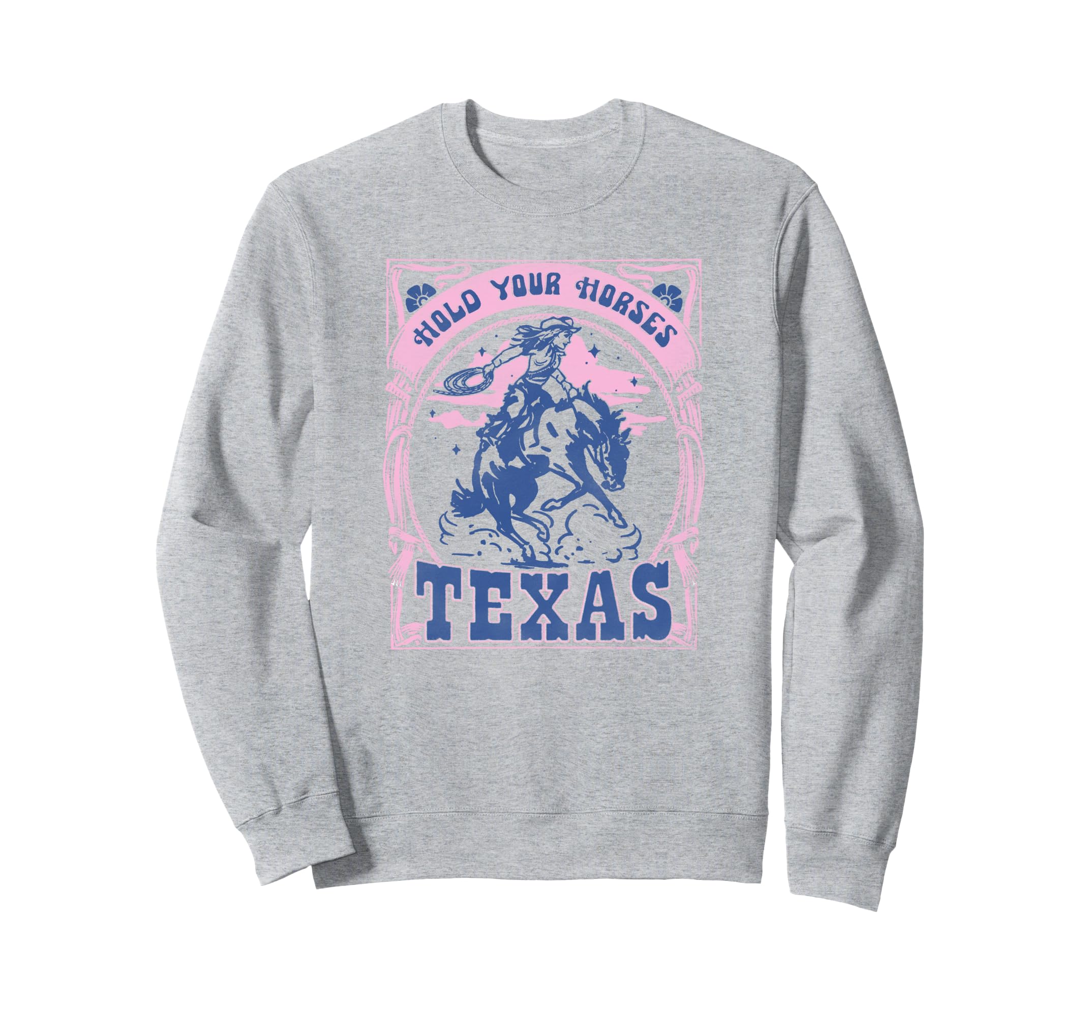 Hold Your Horses Texas Cowgirl Rodeo Pink Logo トレーナー