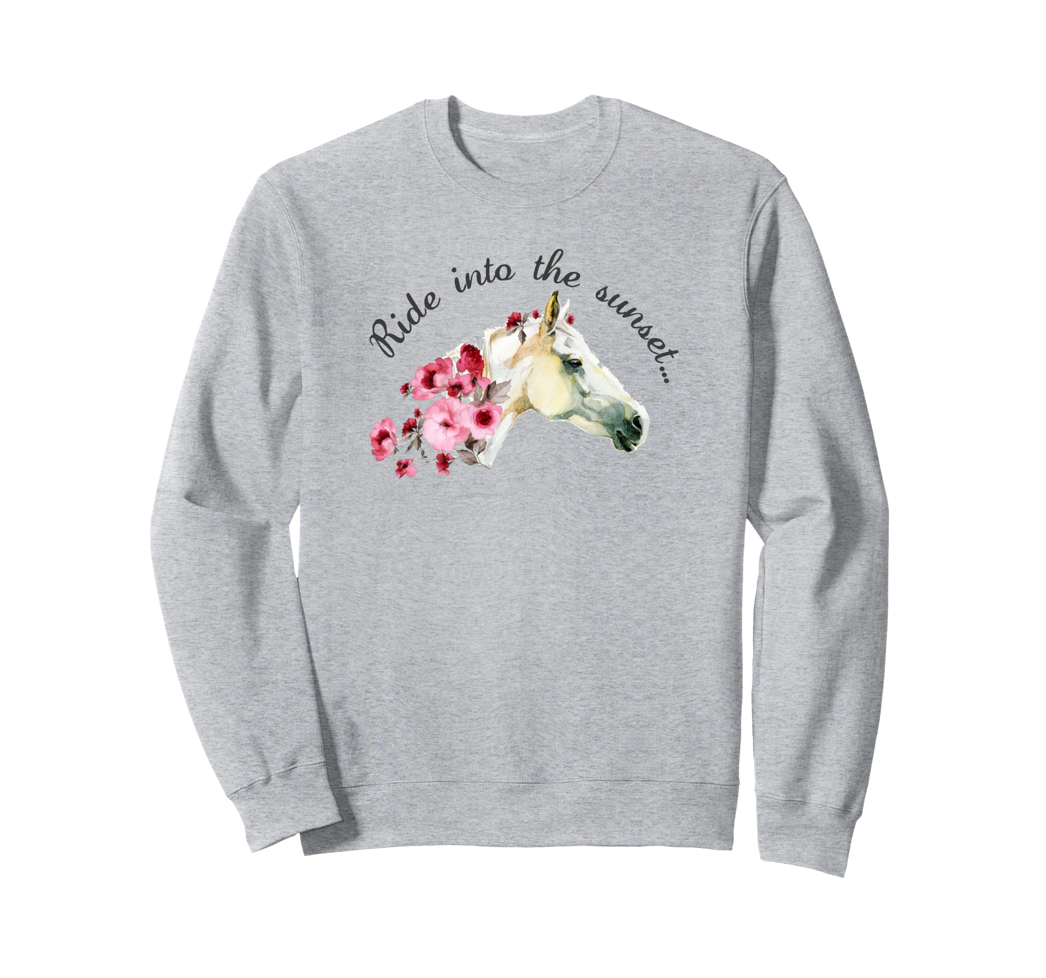 Ride Into The Sunset Horse Sideview Decorated With Flowers トレーナー