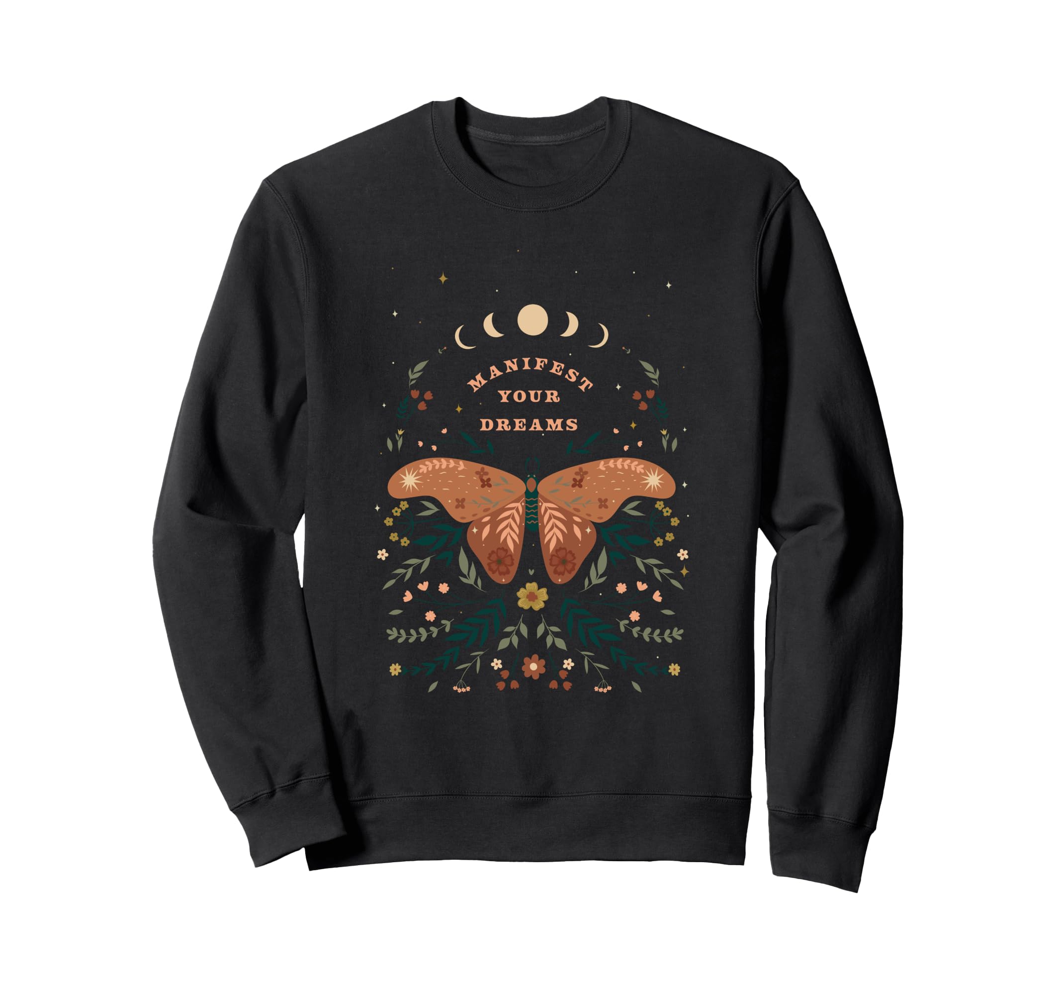 Manifest Your Dreams Butterfly And Plants Under Moon Phases トレーナー
