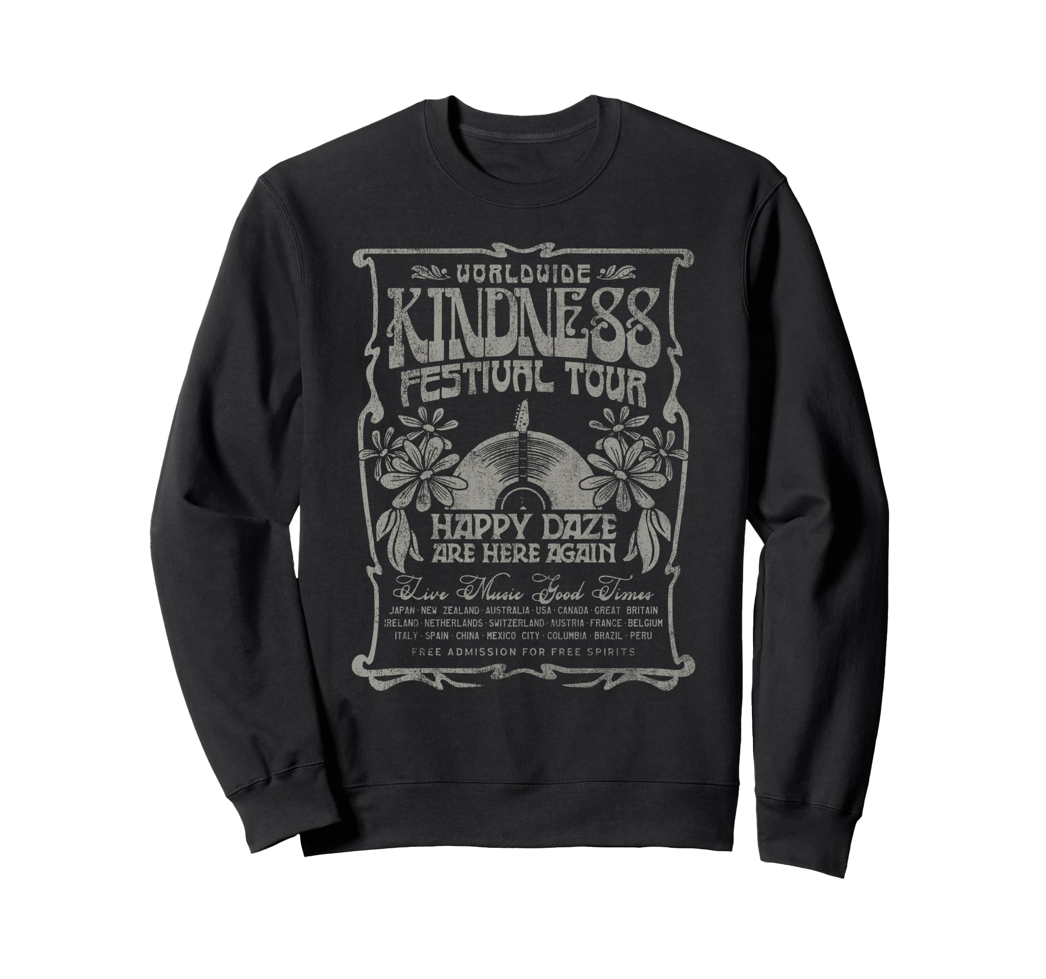 Vintage Worldwide Kindness Festival Tour Floral Record V-2 トレーナー