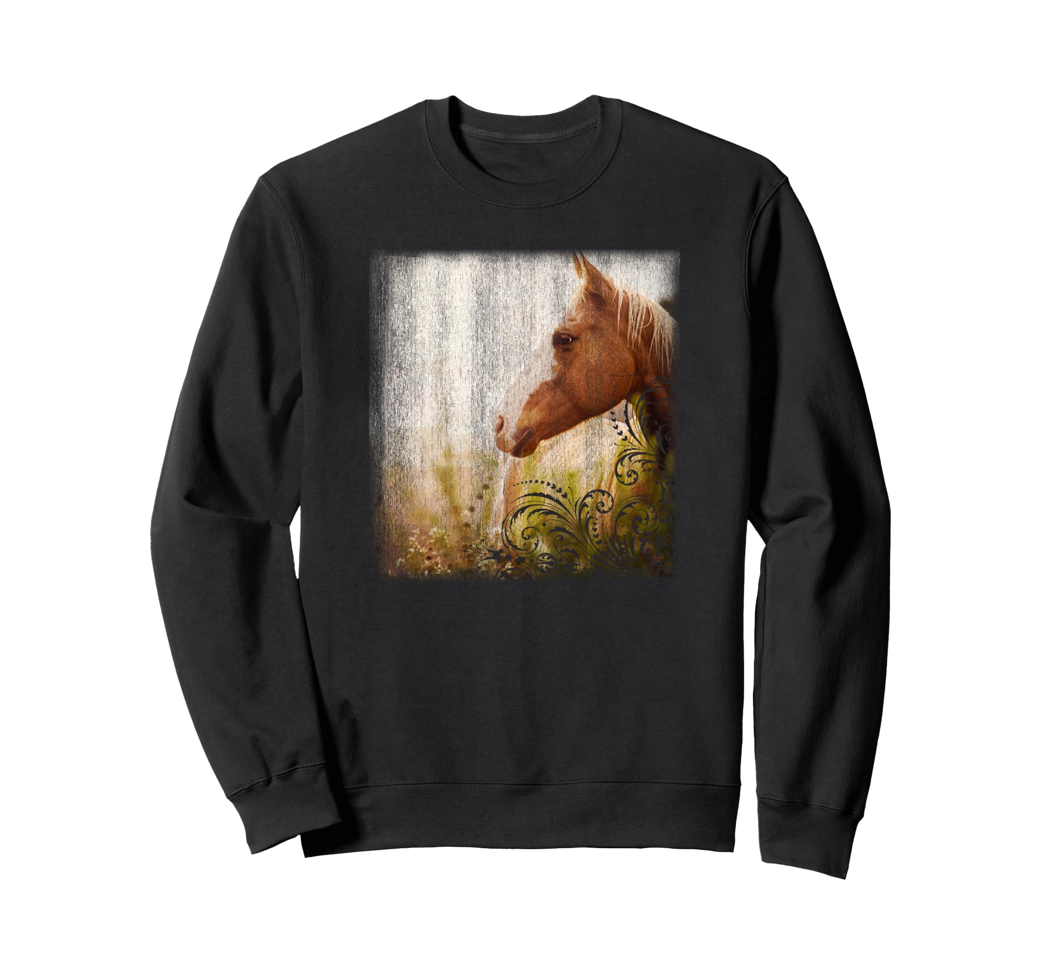 Distressed Effect Sideview Of Horse Staring At The Horizon トレーナー