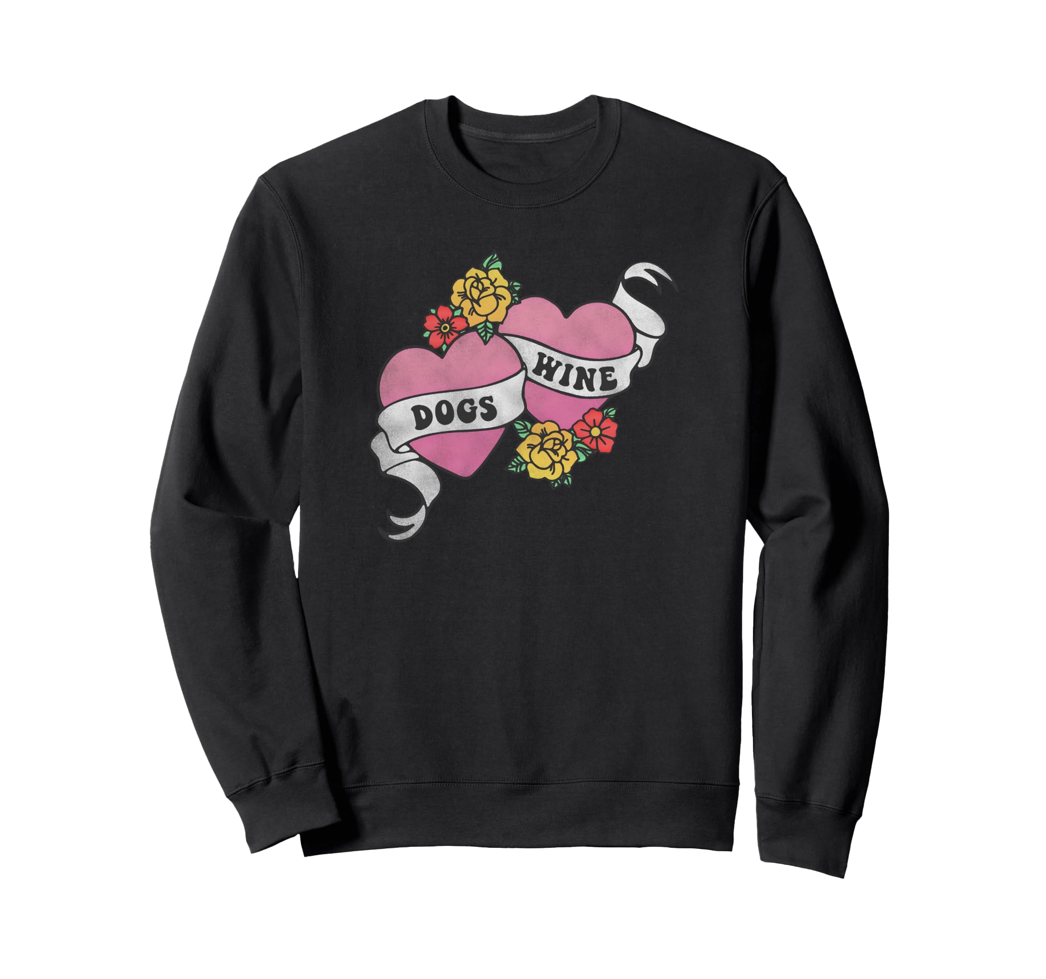 Explicit Love For Dogs And Wine Tattoo Style V2 トレーナー