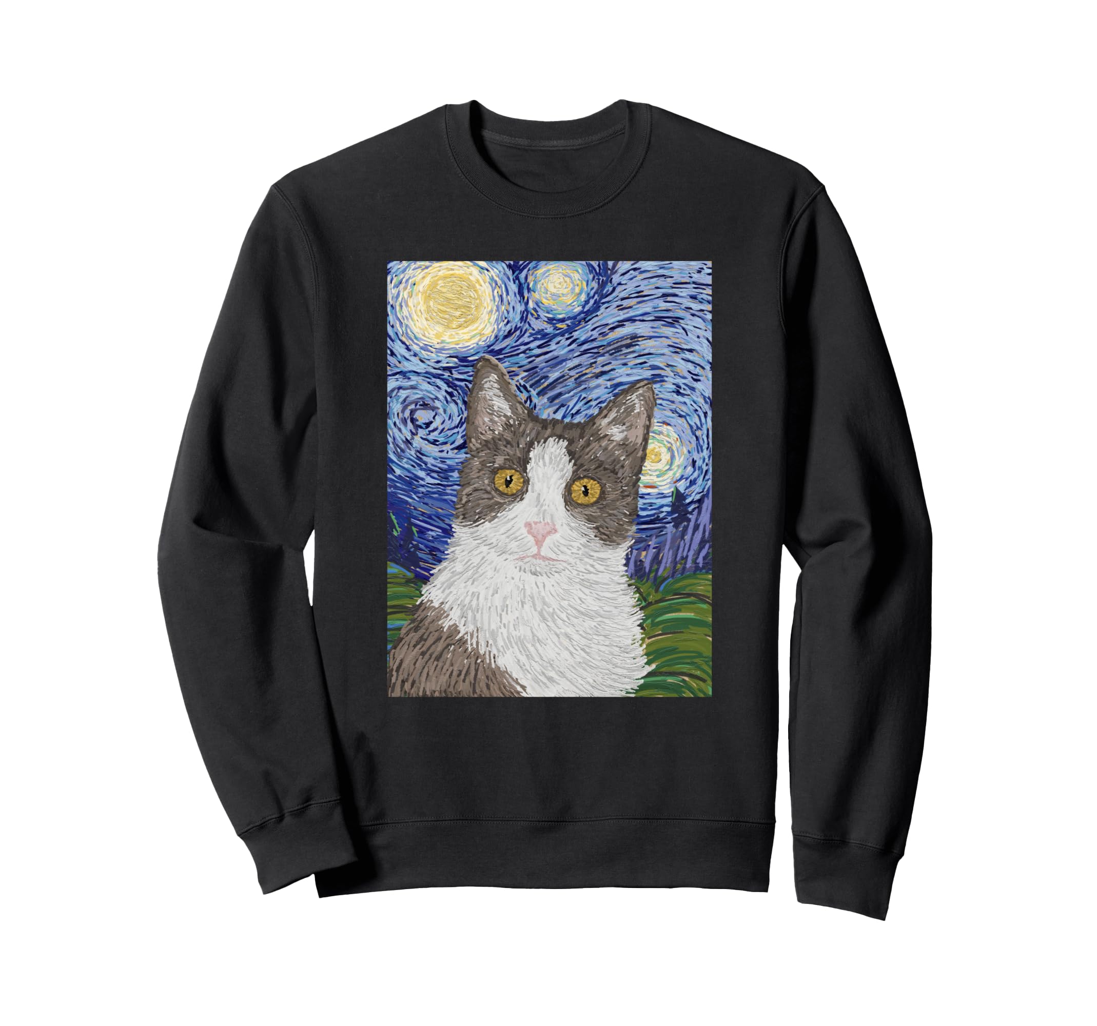 Kitty Gets Captured In The Starry Night By Vincent Van Gogh トレーナー