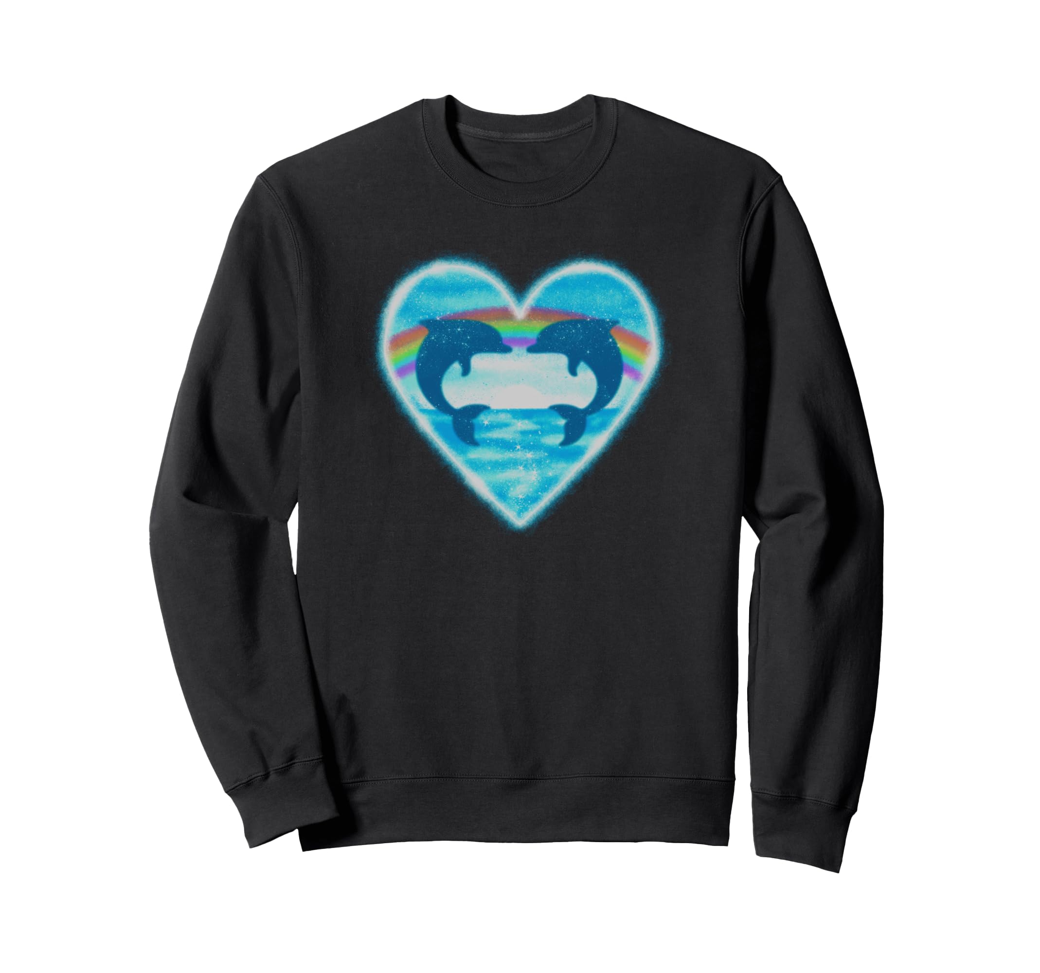 Dolphin Lovers in Paradise Rainbow Shiny Heart Logo トレーナー