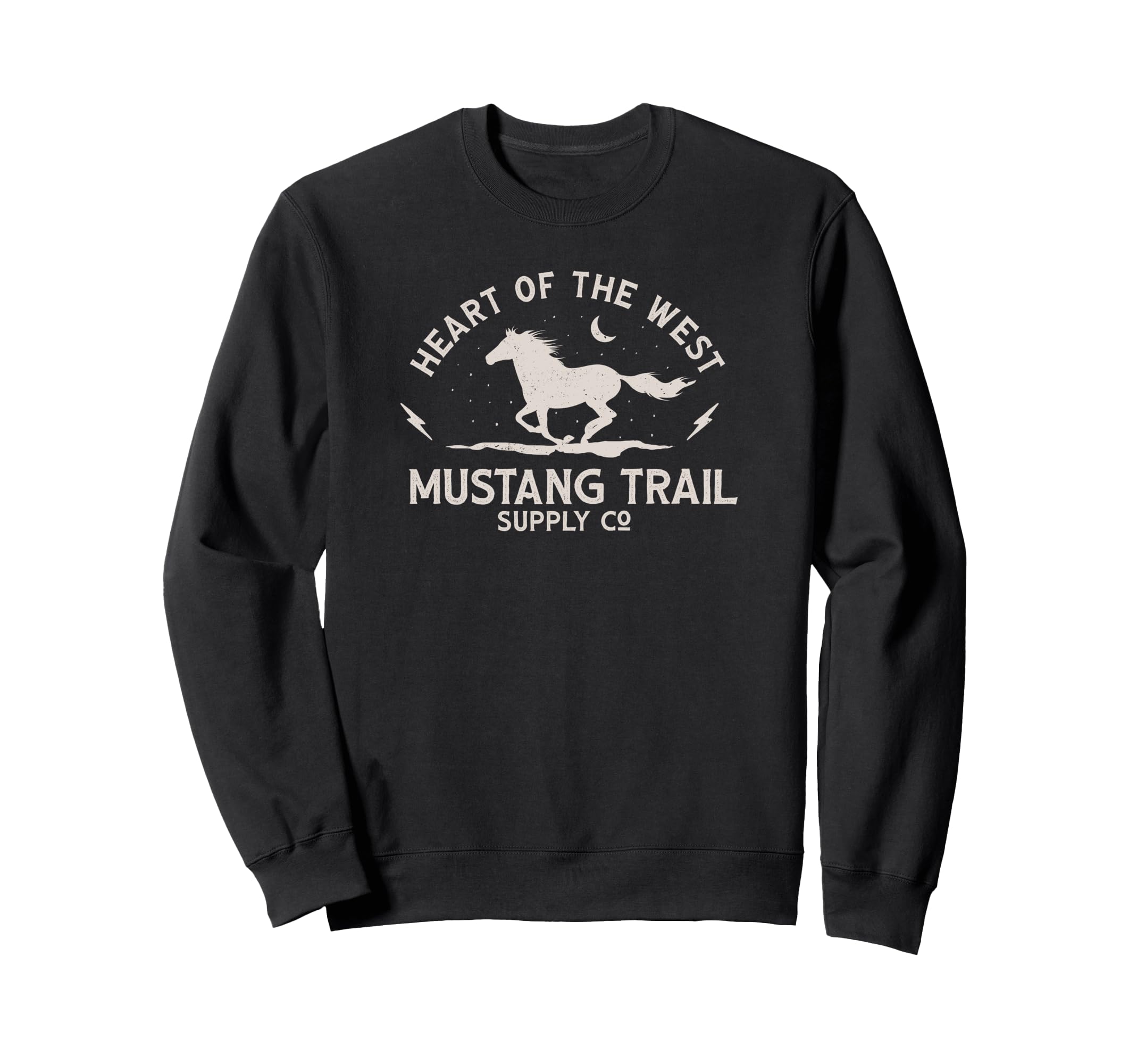 Heart Of The West Mustang Trail Supply Co Horse And Night トレーナー