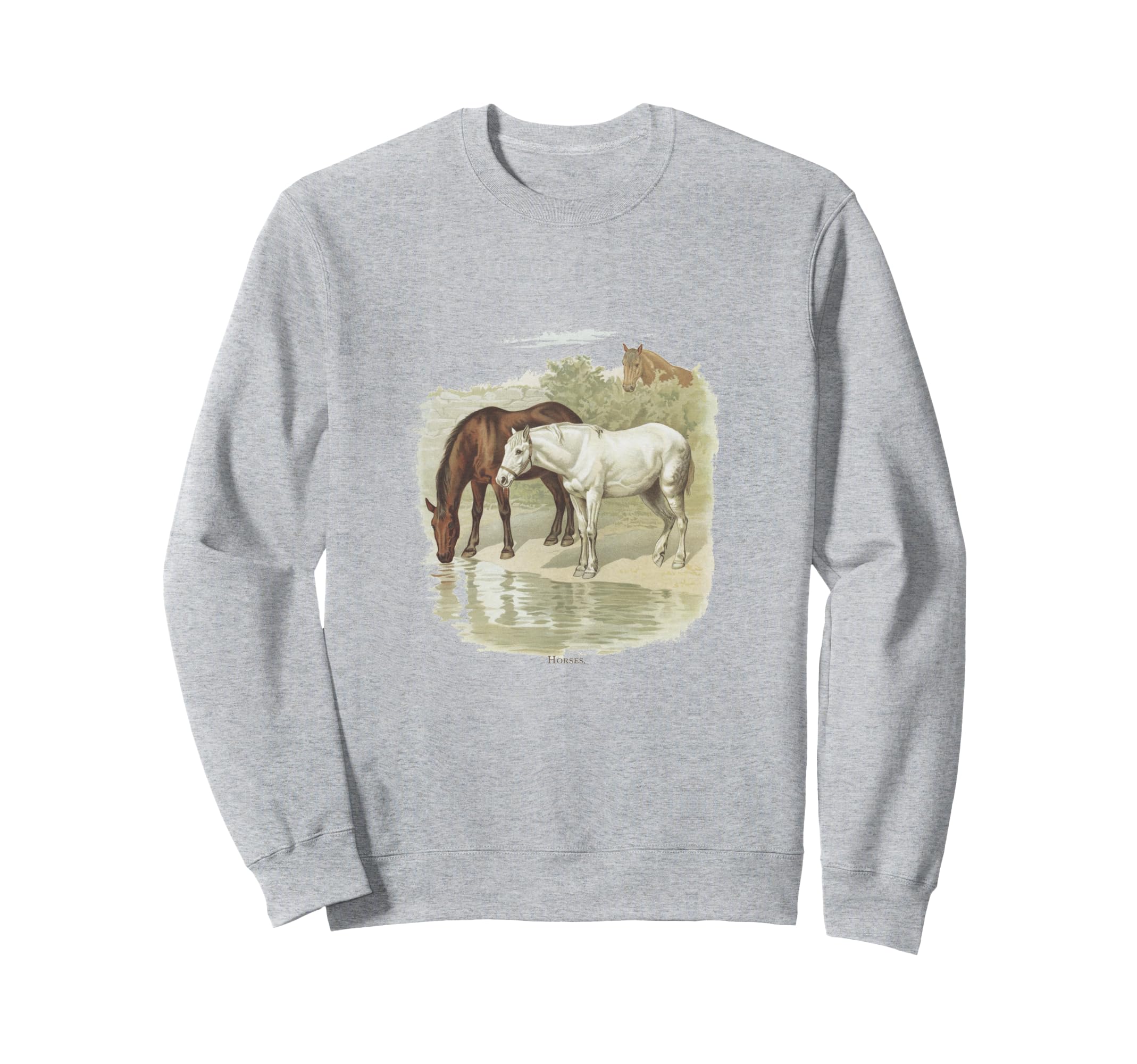 Beautiful Horses By The Lake Drinking Painting Style トレーナー