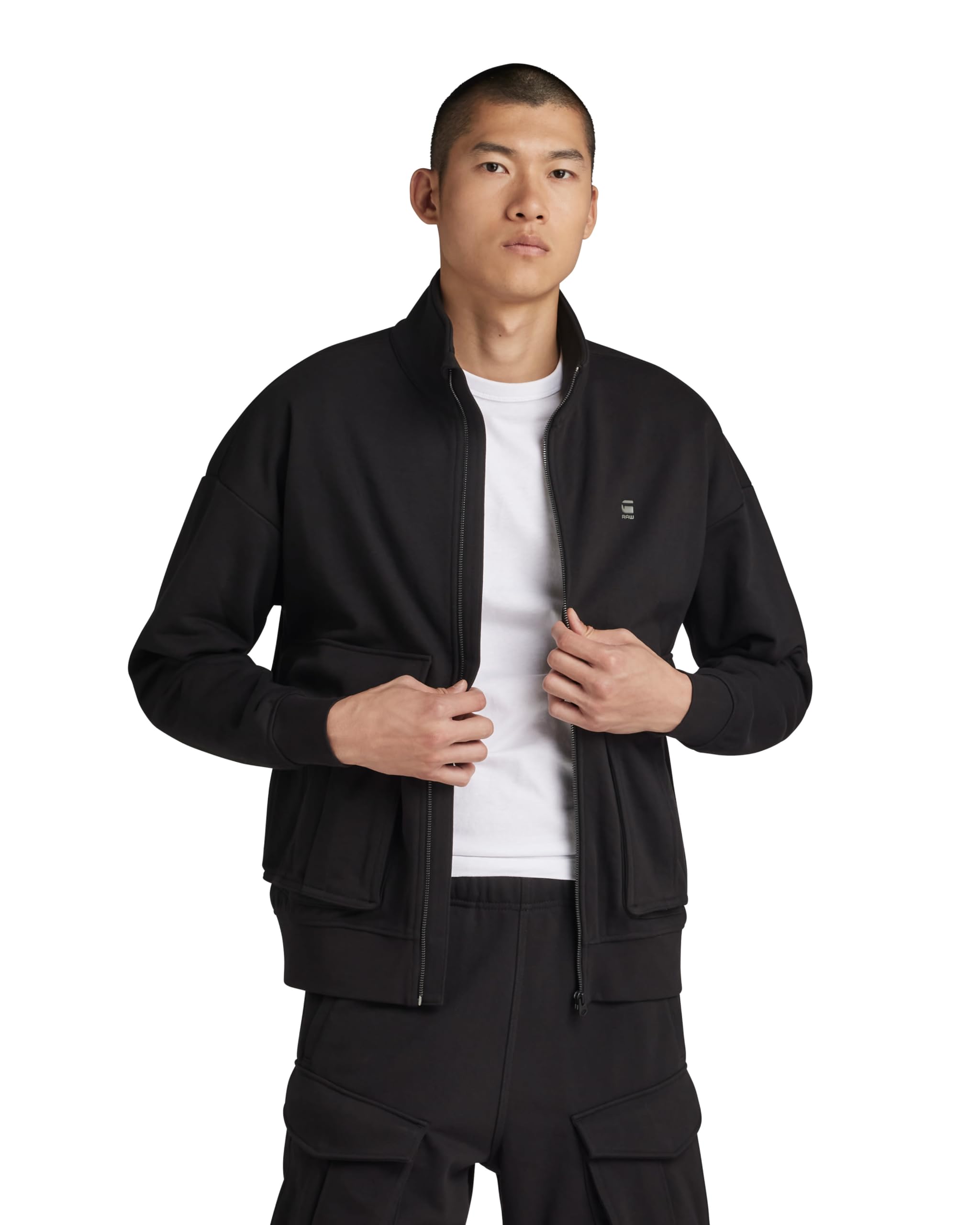 Rakuten - [ジースターロゥ] スウェット トレーナー メンズ ジップアップ ルーズフィット ブラック Rovic zip through loose sw D24465-D566-6484-S