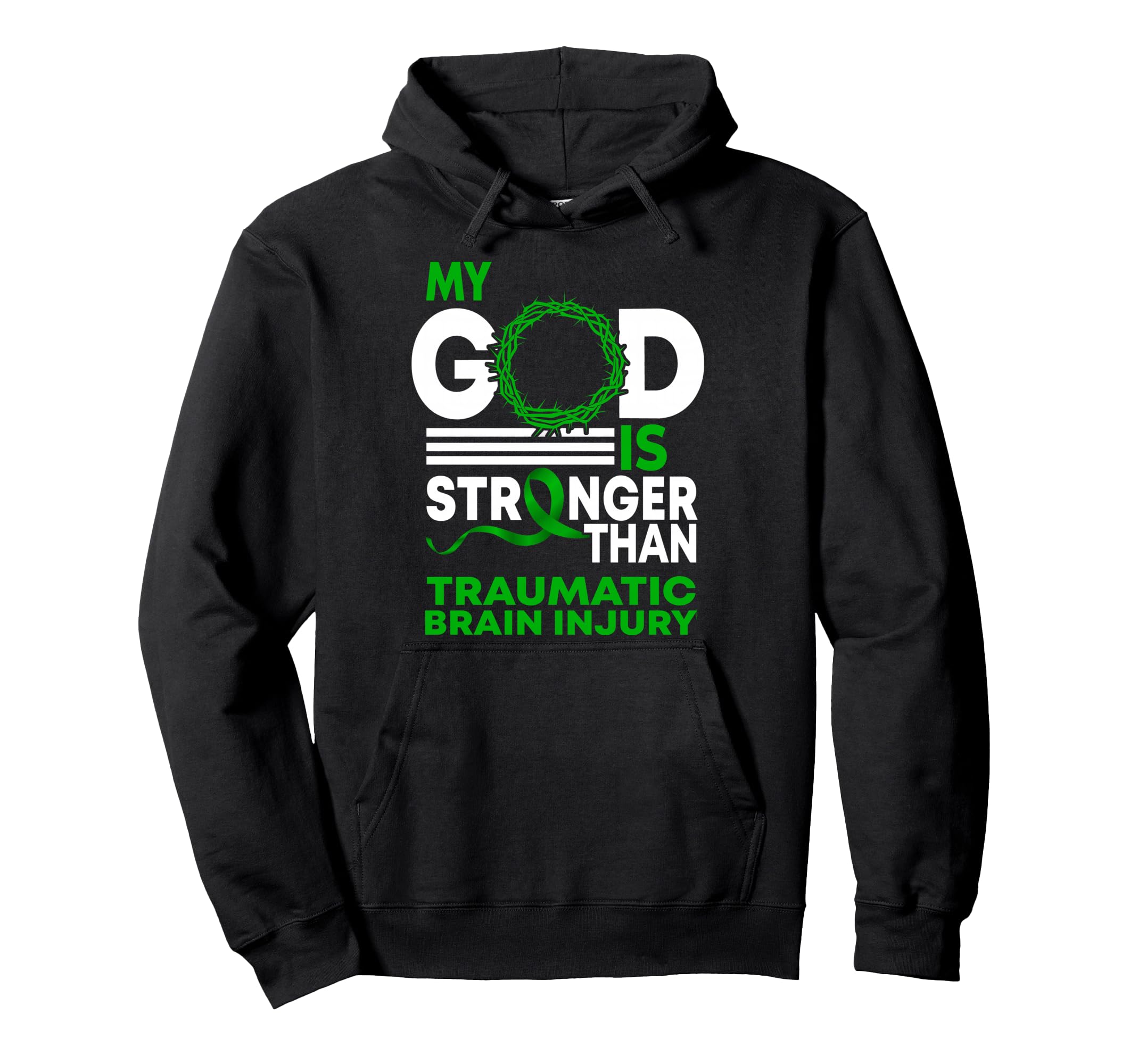 My God Stronger Than Traumatic 脳損傷啓発リボン パーカー